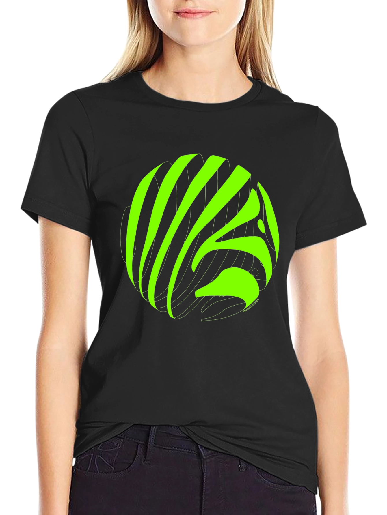 Abstract Neon Graphic Black T-Shirt