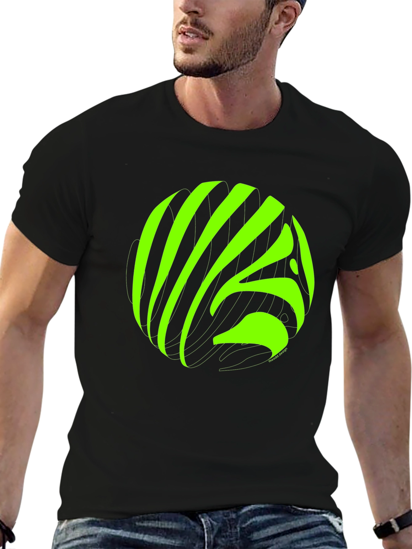 Abstract Neon Graphic Black T-Shirt