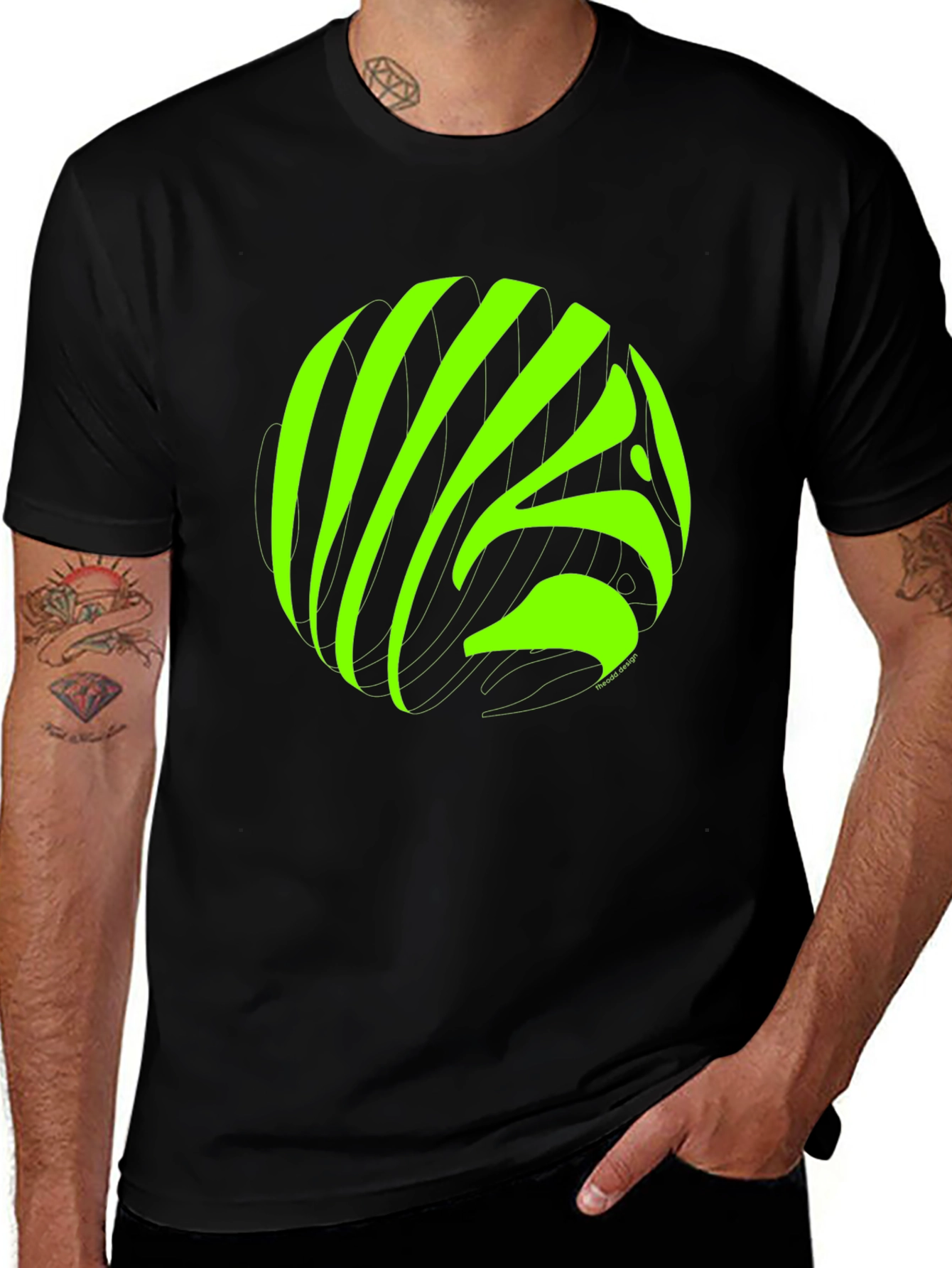 Abstract Neon Graphic Black T-Shirt