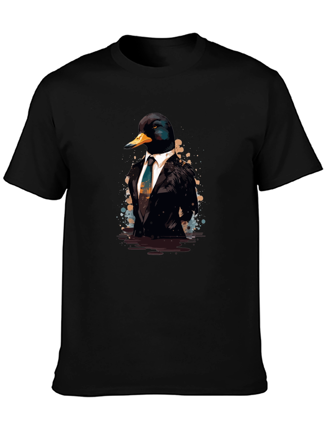 Duck in Suit Black T-Shirt - Unique Graphic Tee