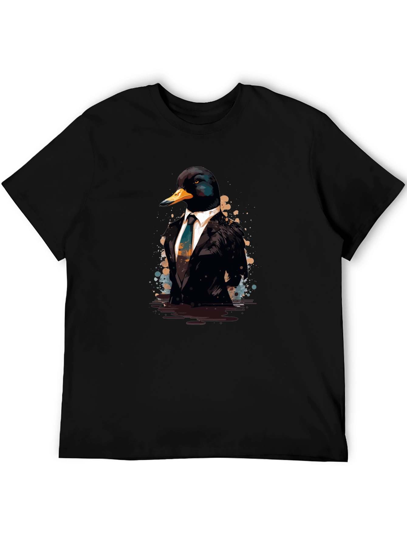 Duck in Suit Black T-Shirt - Unique Graphic Tee
