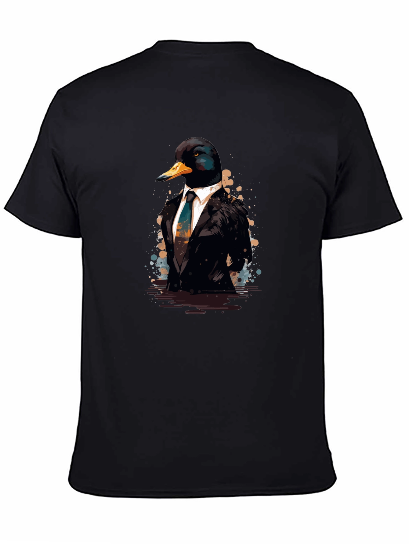 Duck in Suit Black T-Shirt - Unique Graphic Tee