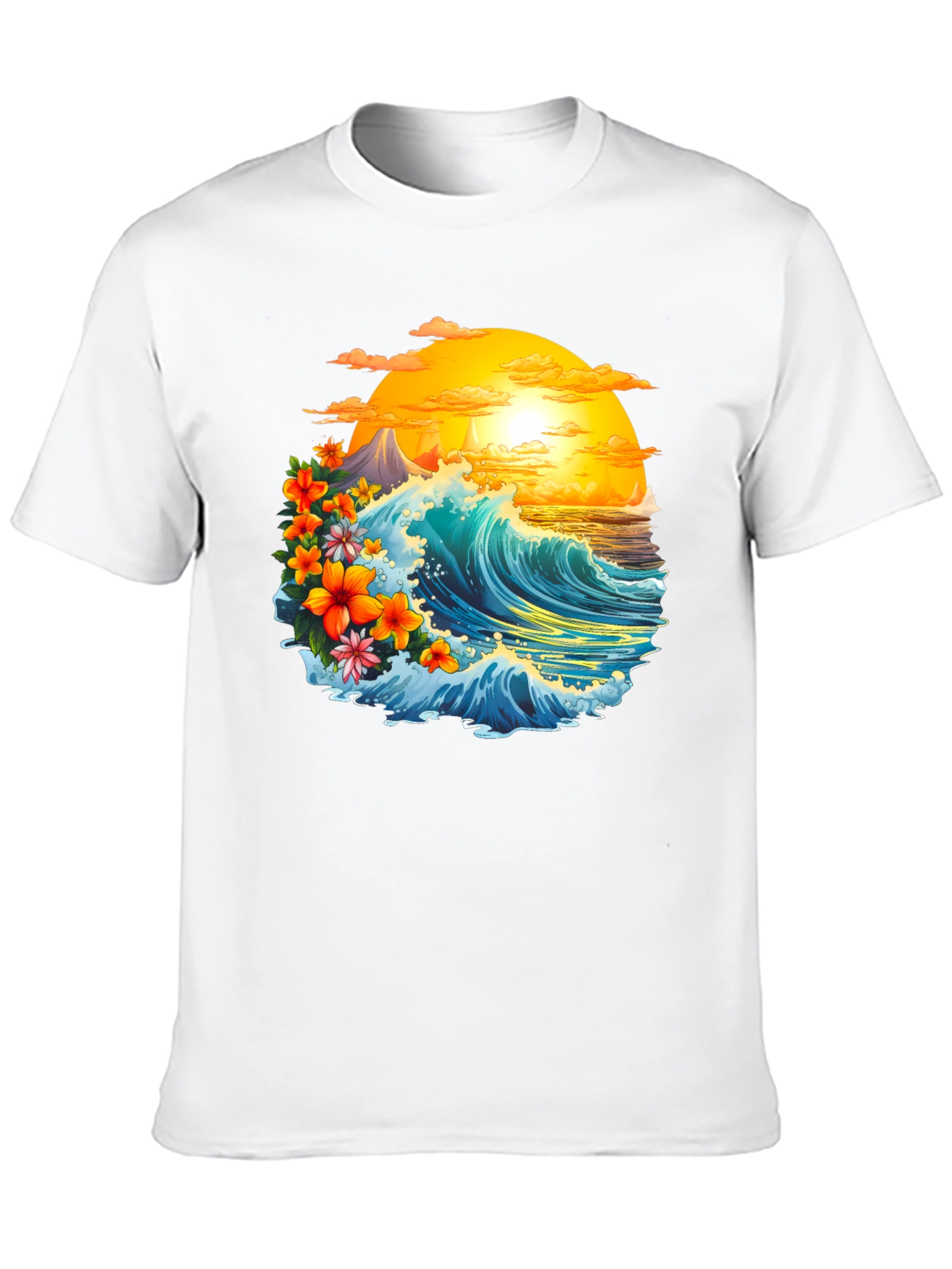 Tropical Wave Graphic Tee - Black