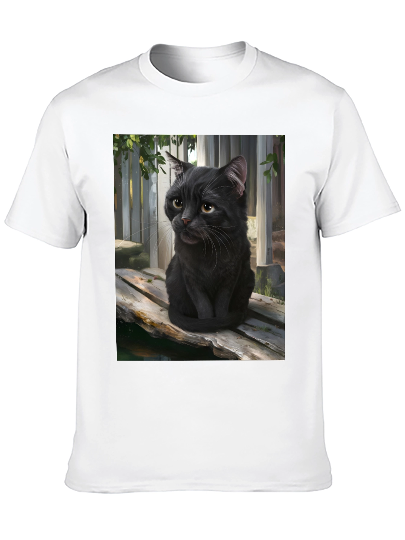 Black Cat Portrait Graphic T-Shirt