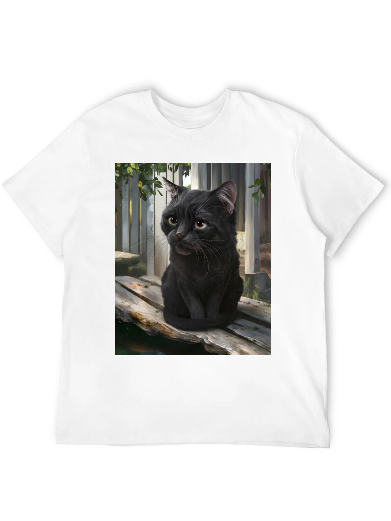 Black Cat Portrait Graphic T-Shirt