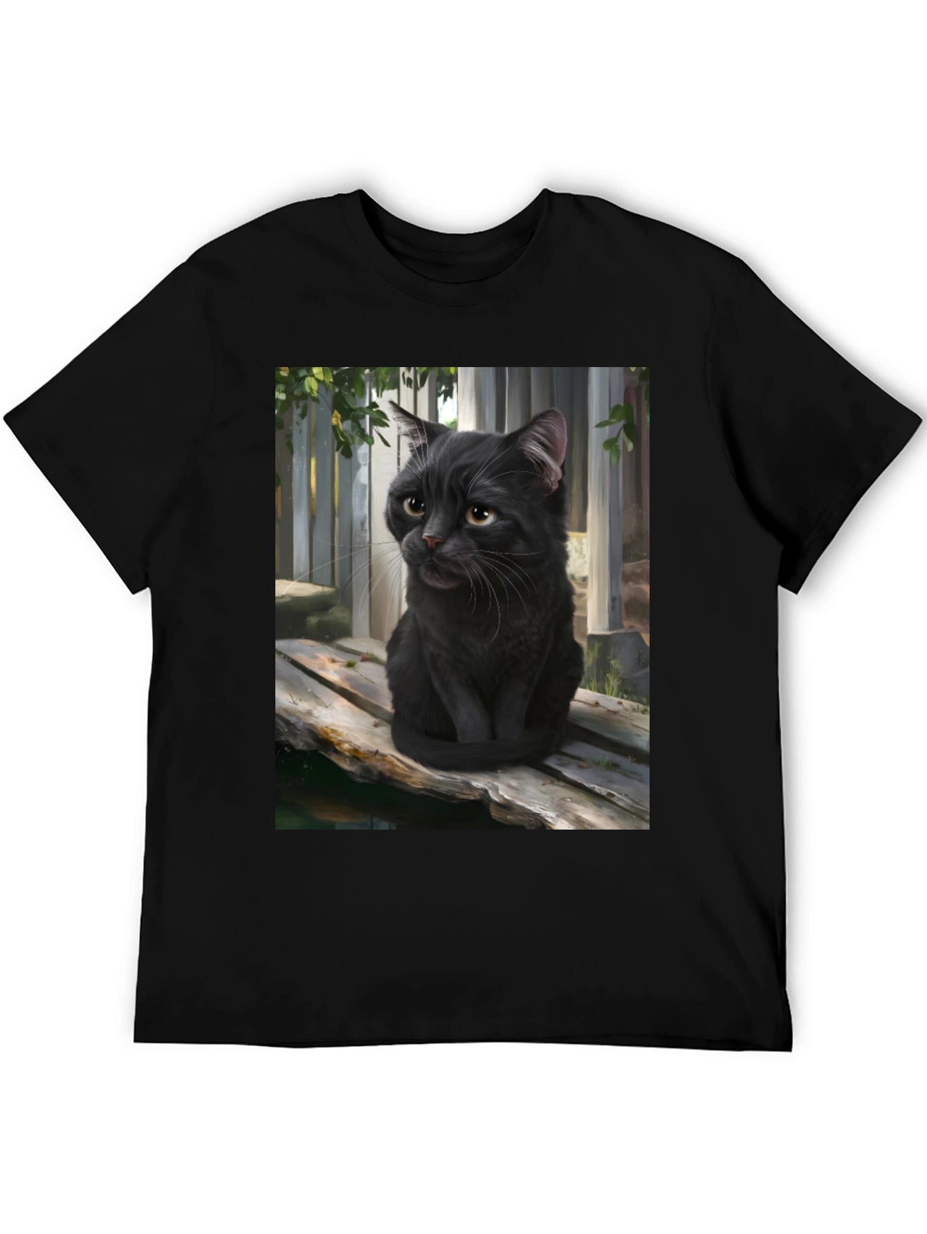 Black Cat Portrait Graphic T-Shirt