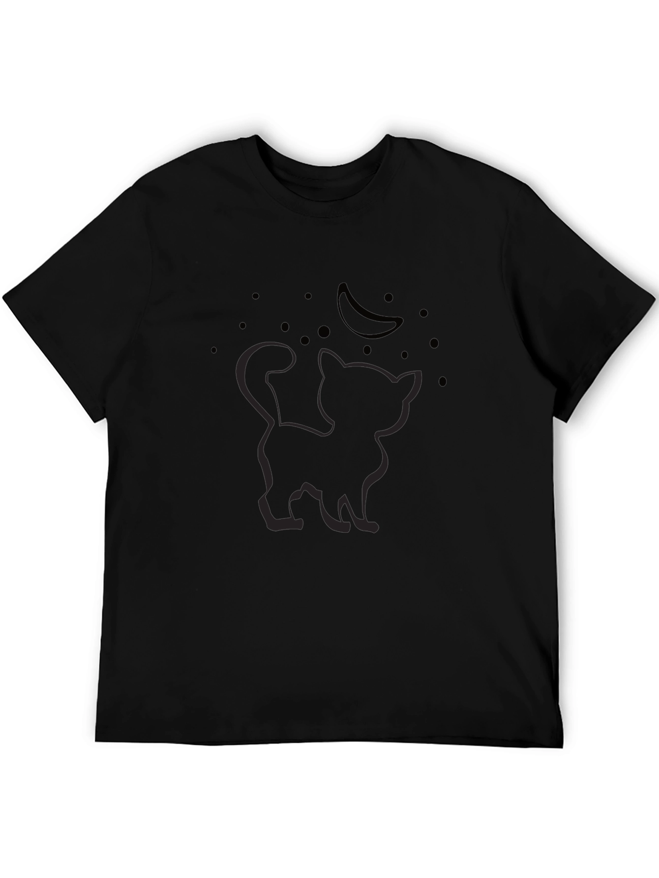 Mens Black Cat & Moon Graphic Tee