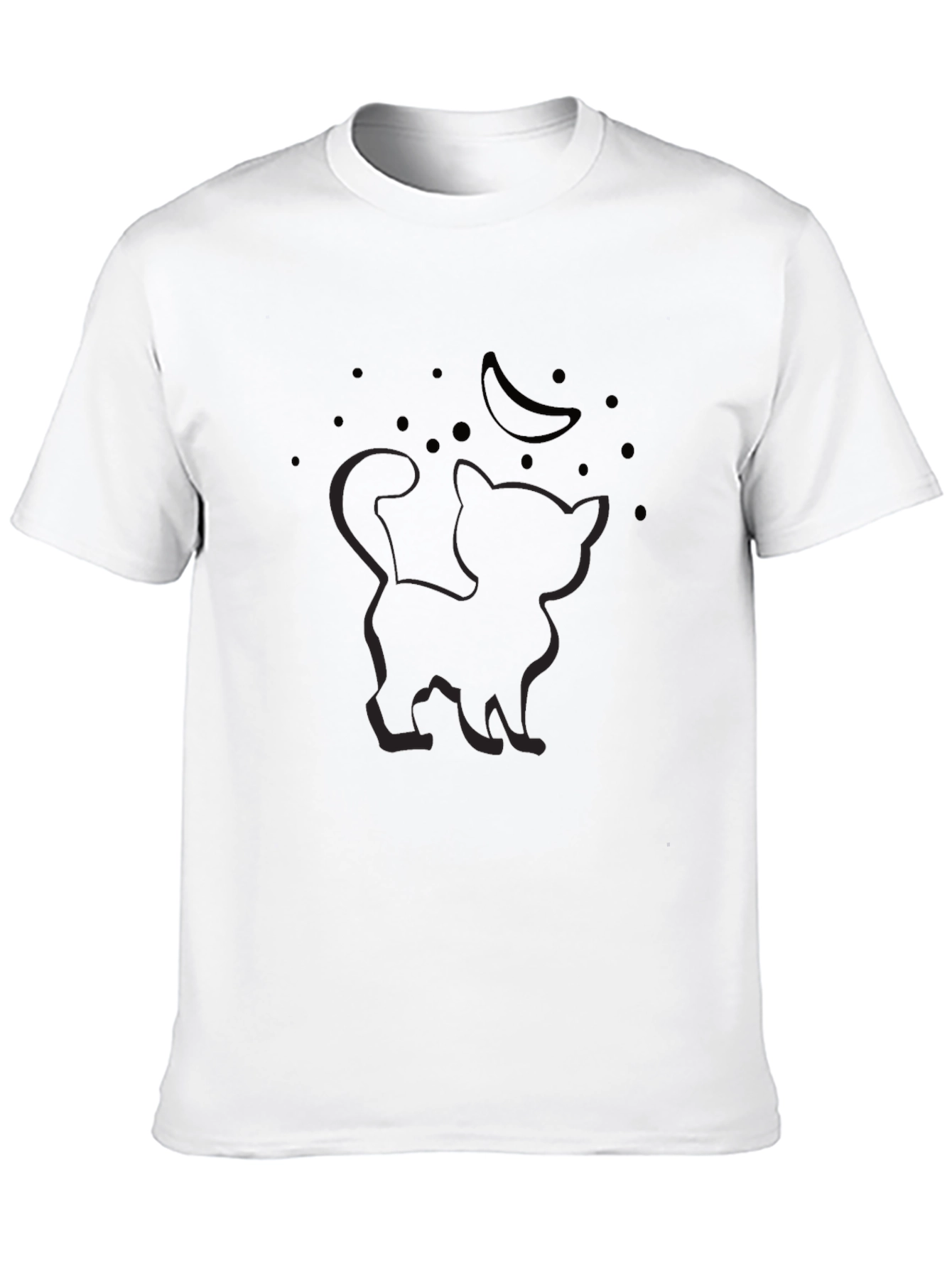 Mens Black Cat & Moon Graphic Tee