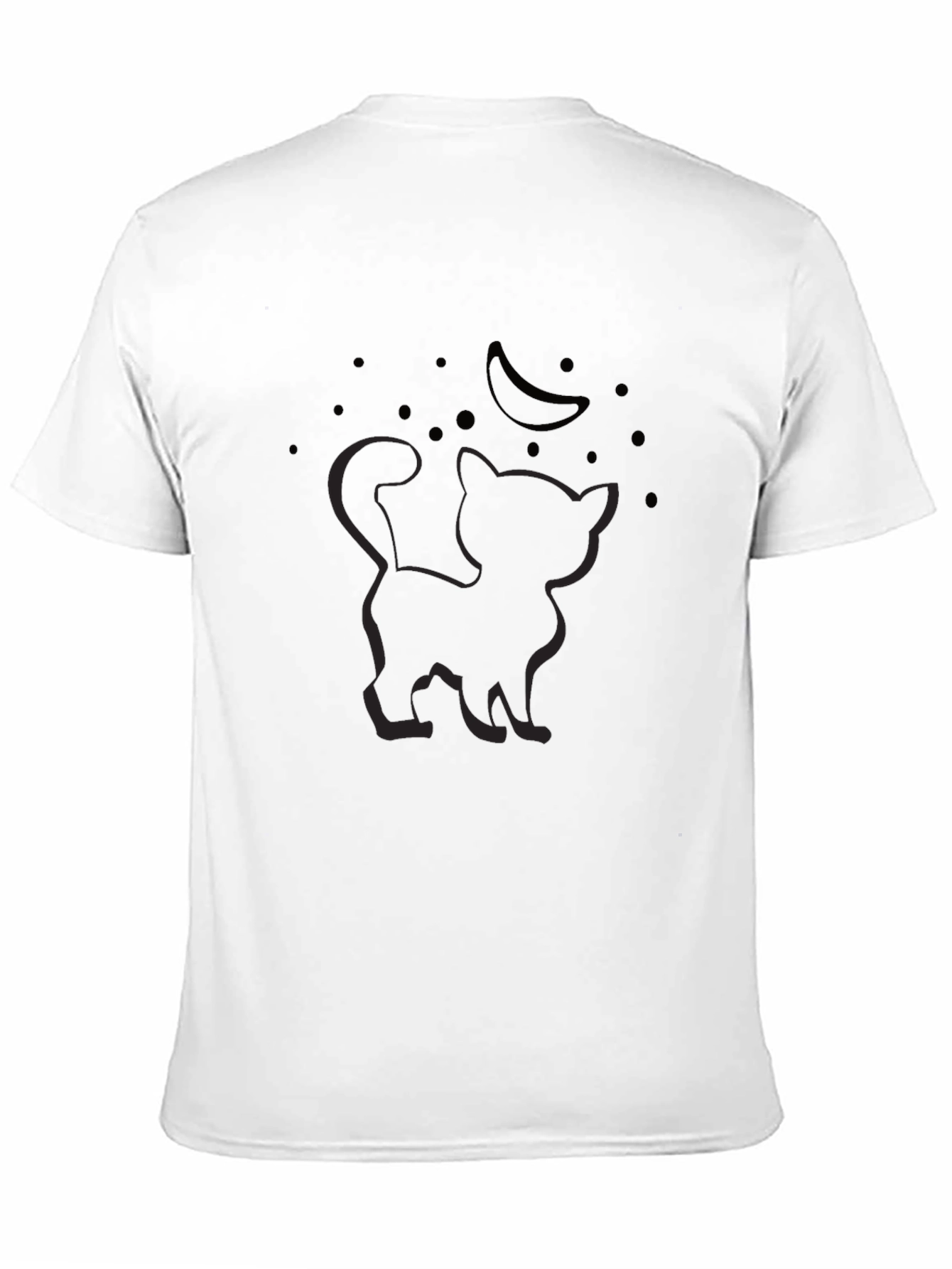 Mens Black Cat & Moon Graphic Tee