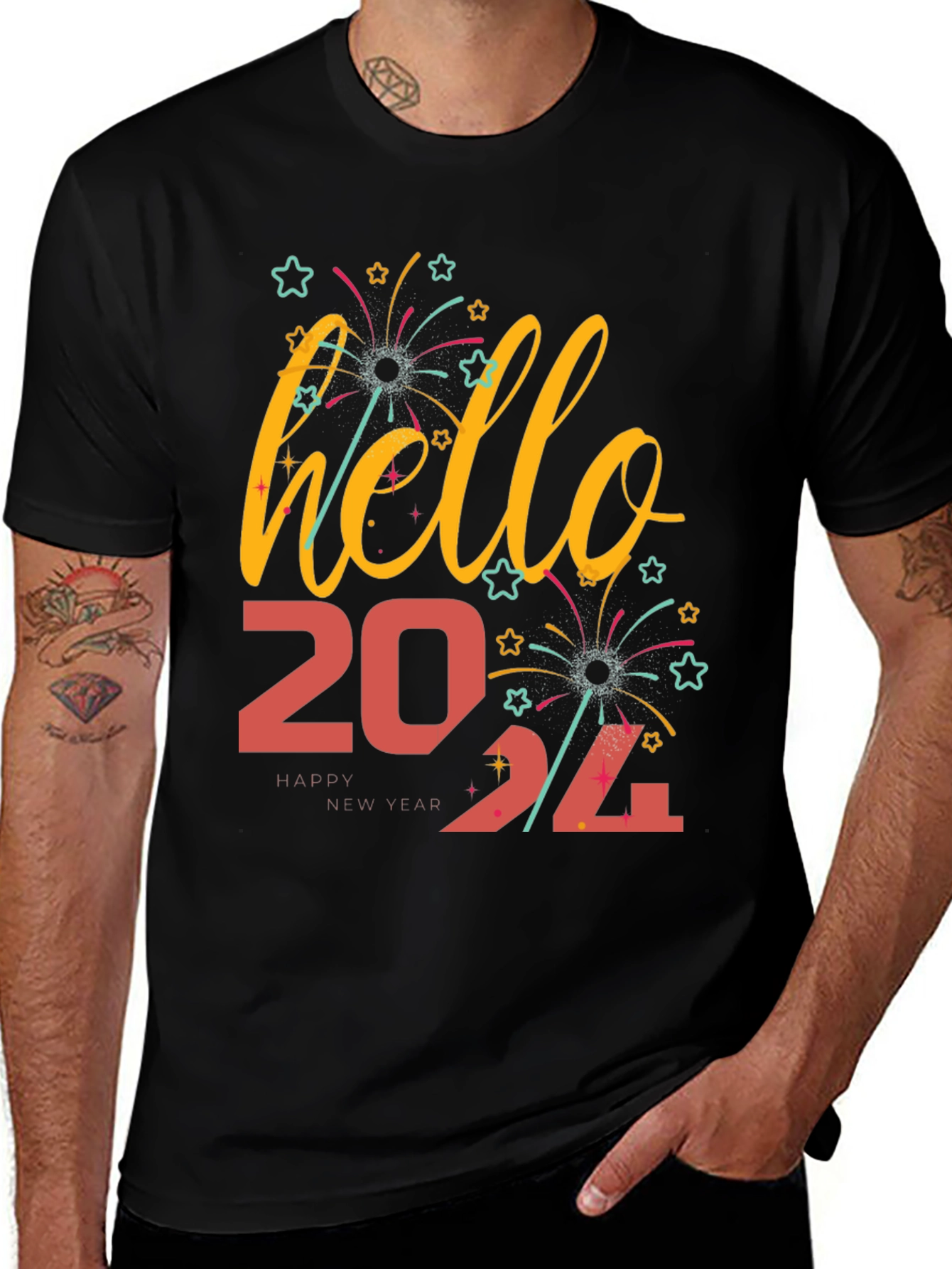 Hello 2024 T-Shirt New Year Celebration Tee