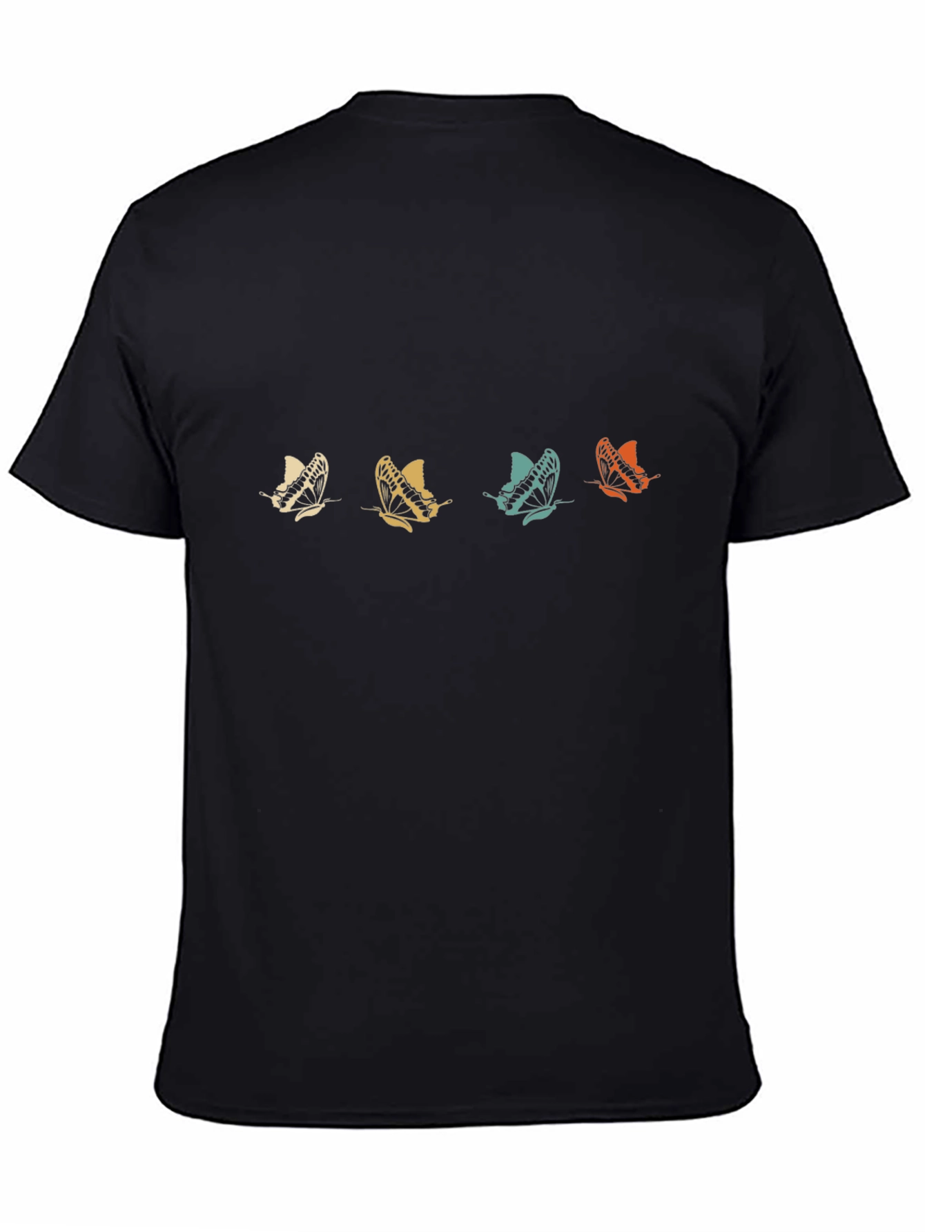 Retro Butterfly Graphic Print Black T-Shirt
