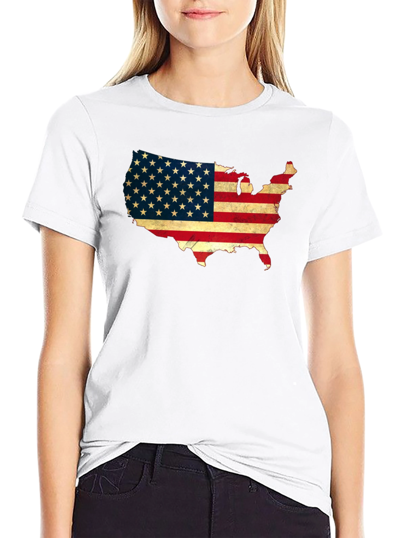 USA Flag Map Graphic T-Shirt