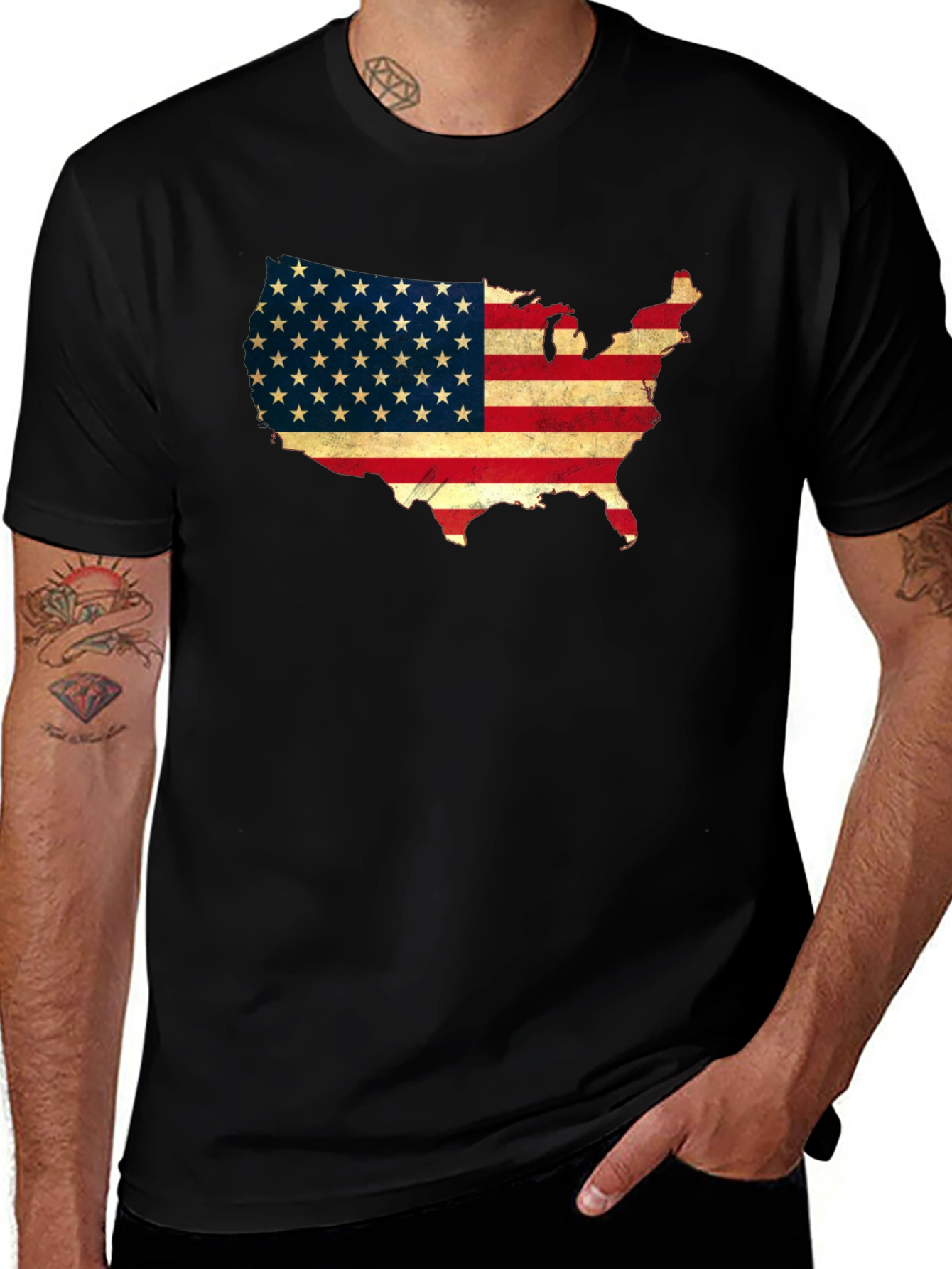 USA Flag Map Graphic T-Shirt