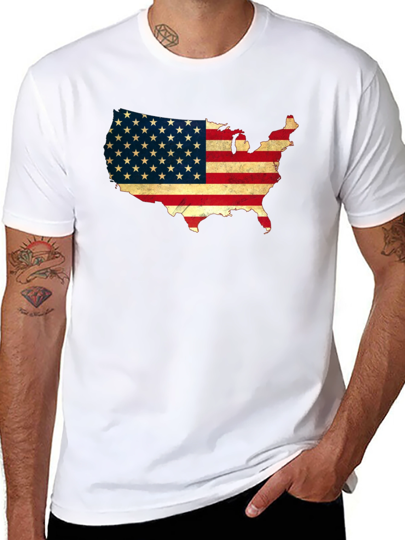 USA Flag Map Graphic T-Shirt