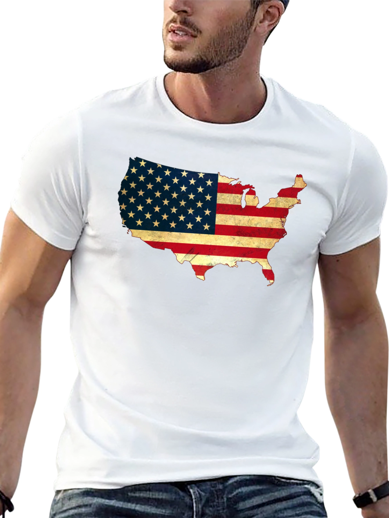 USA Flag Map Graphic T-Shirt