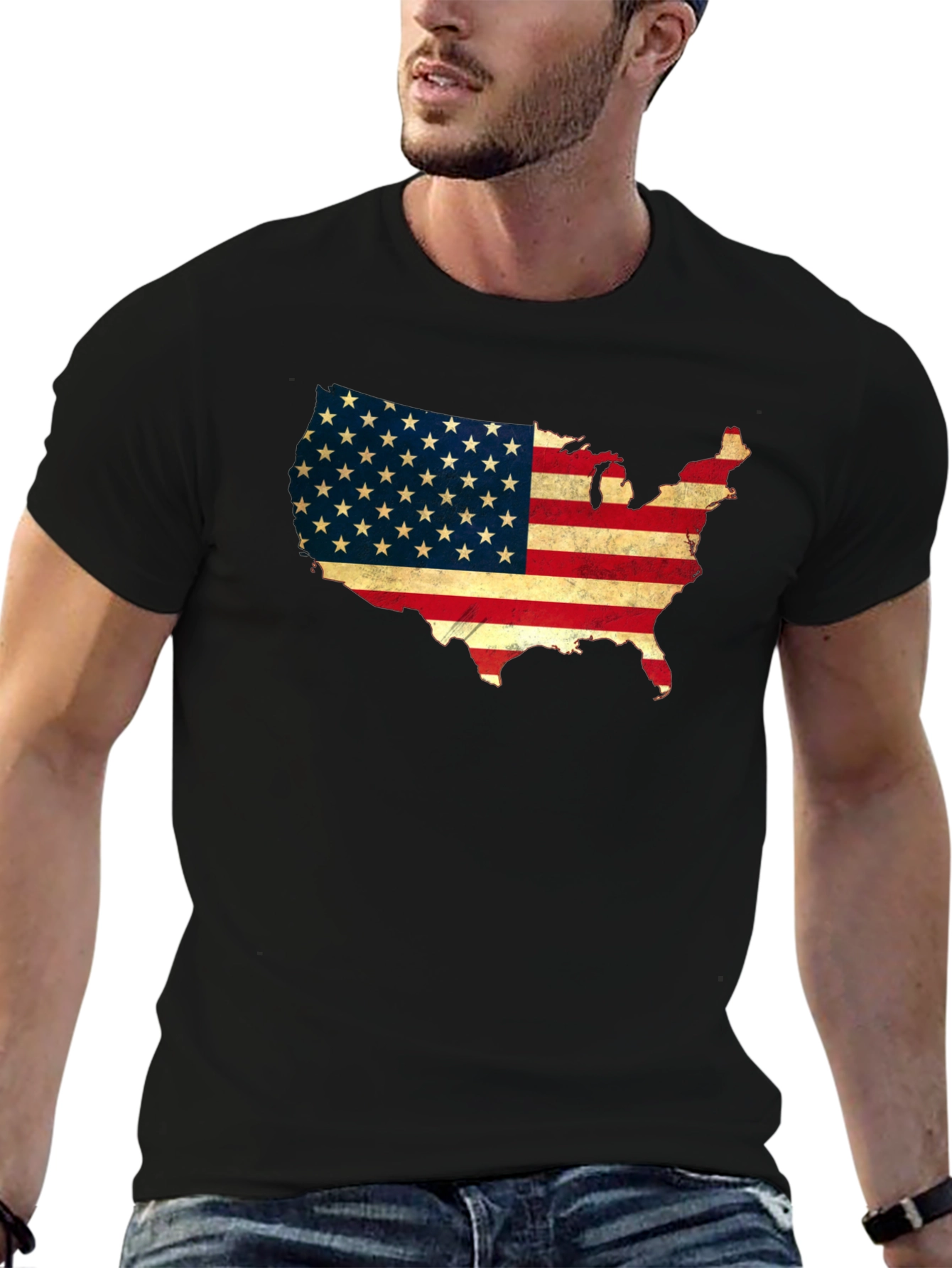 USA Flag Map Graphic T-Shirt