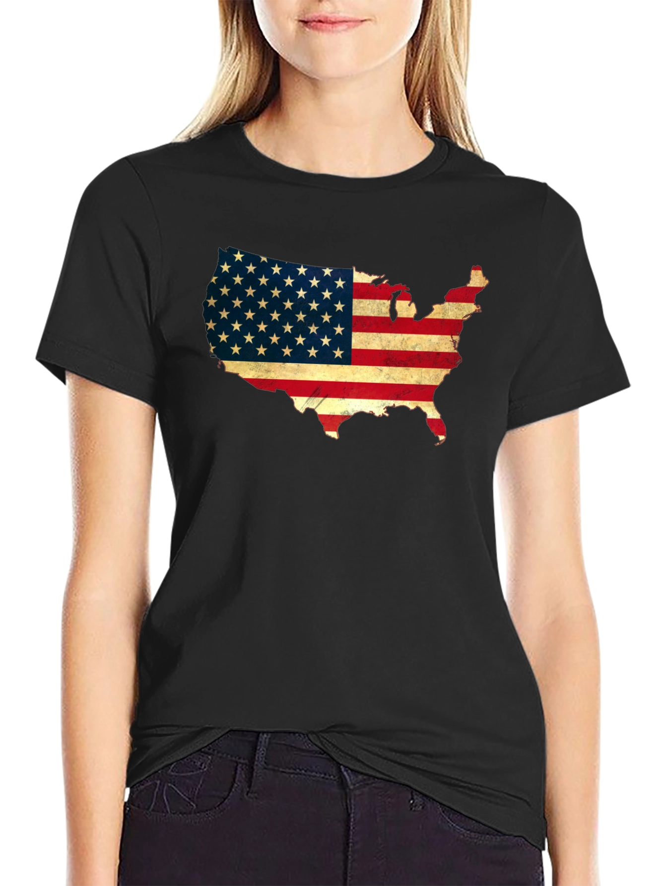 USA Flag Map Graphic T-Shirt