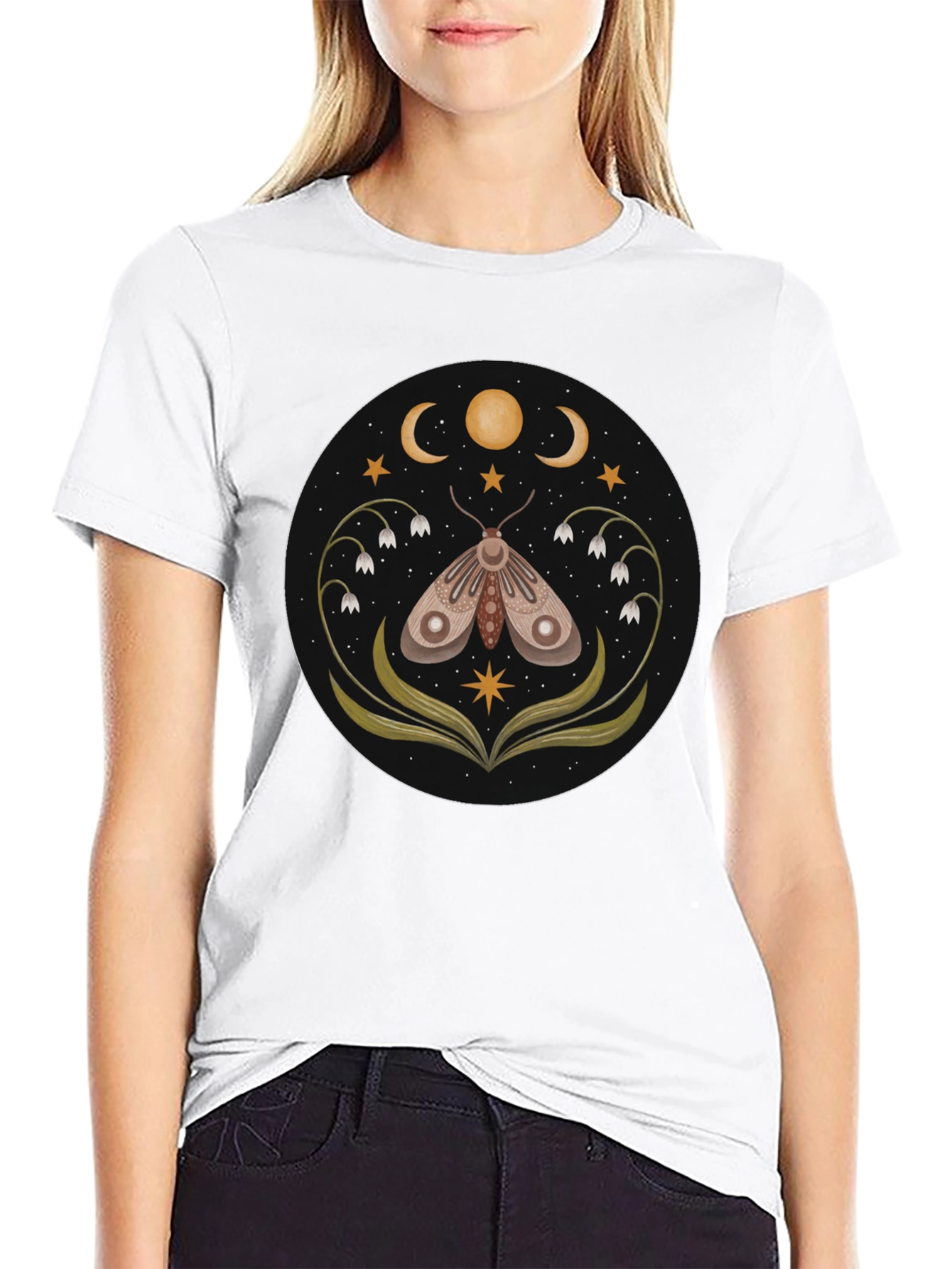 Moth Moon T-Shirt - Black