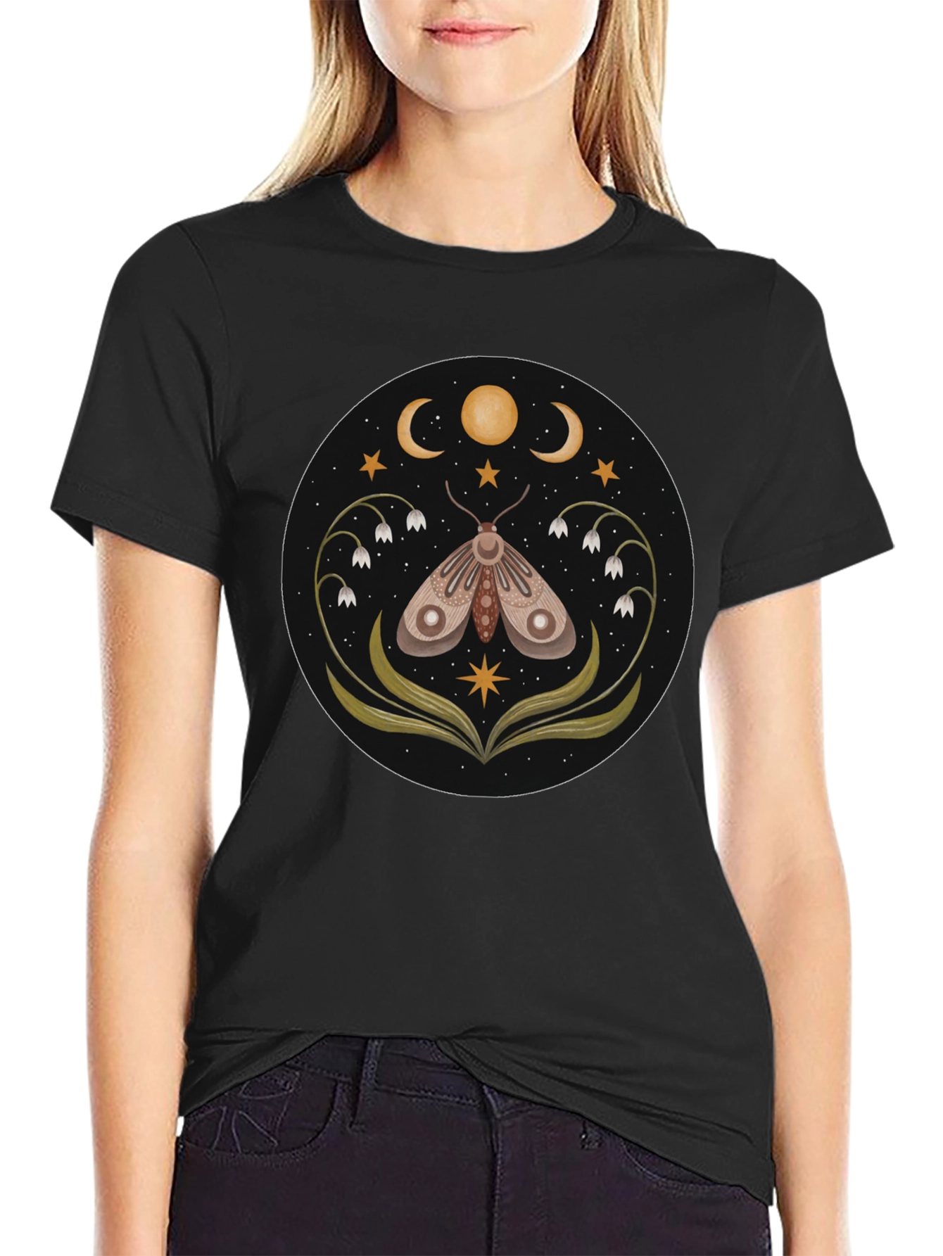 Moth Moon T-Shirt - Black