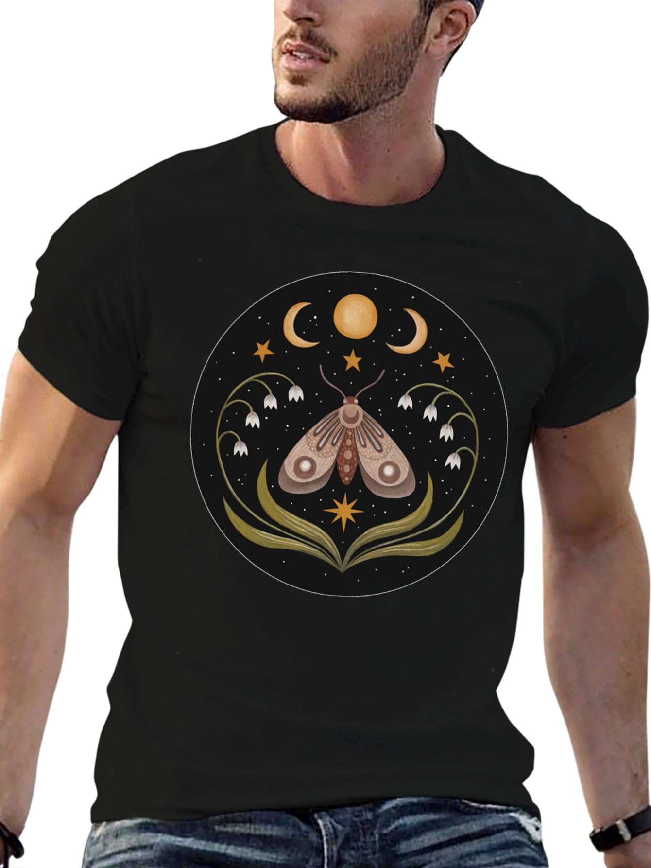 Moth Moon T-Shirt - Black