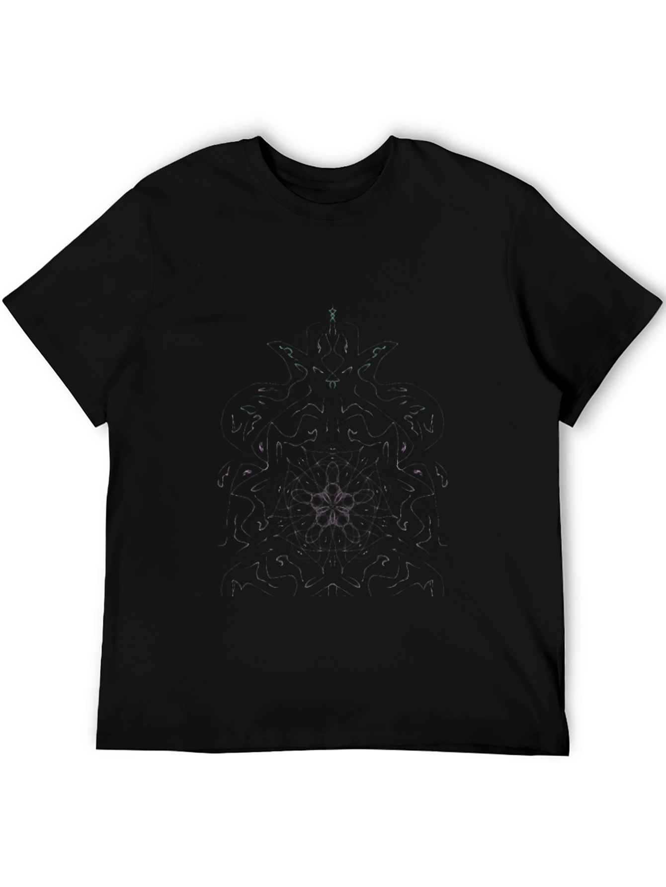 Mens Black Graphic Tee - Abstract Floral Print