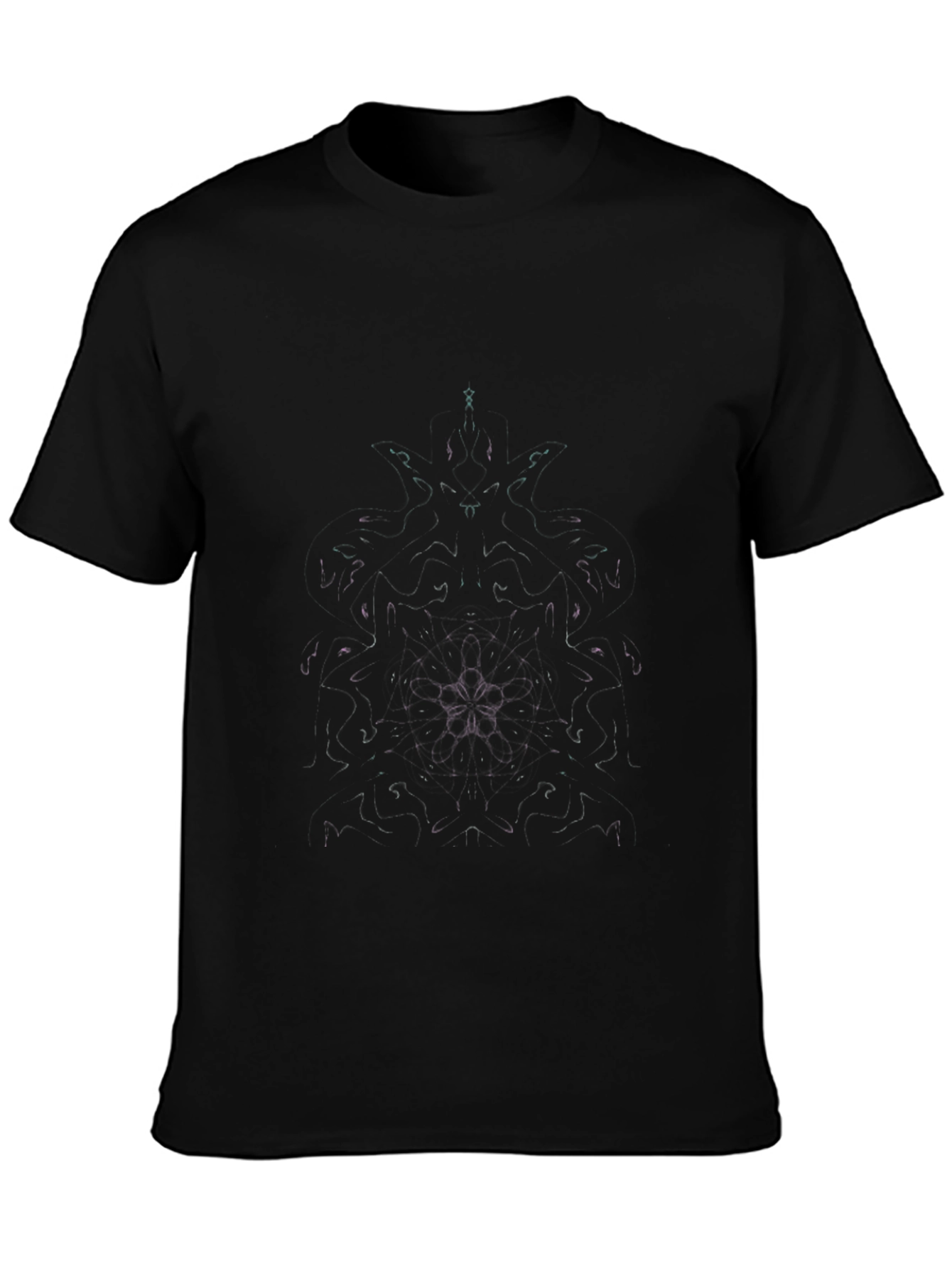 Mens Black Graphic Tee - Abstract Floral Print