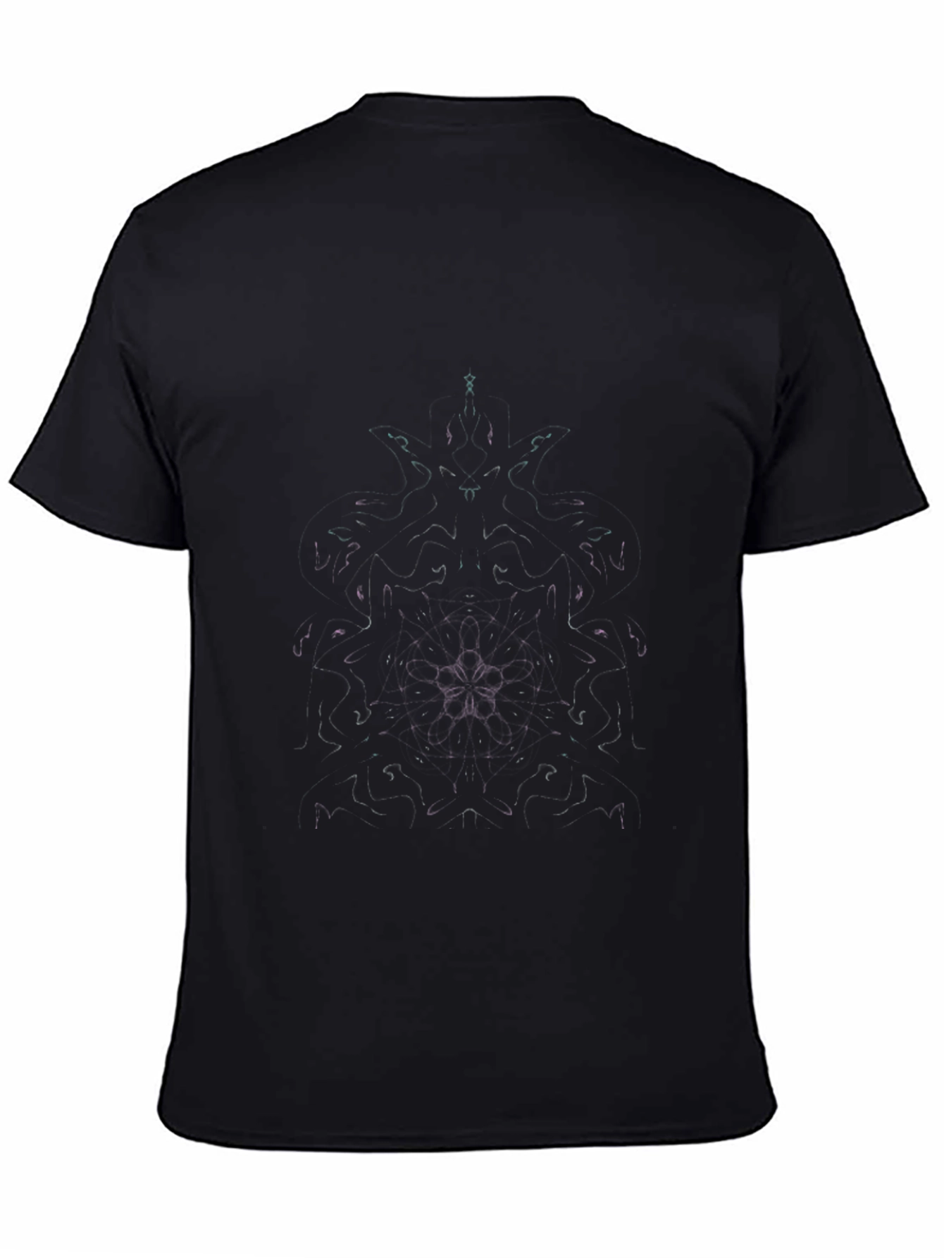 Mens Black Graphic Tee - Abstract Floral Print