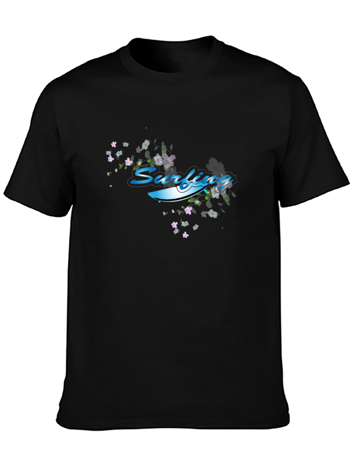 Surfing Graphic T-Shirt - Black Cotton Tee