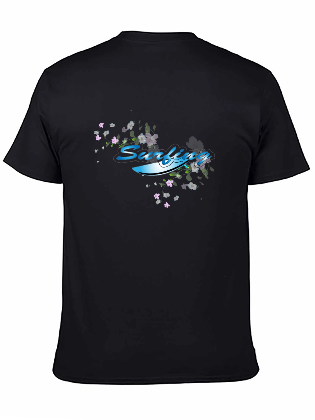 Surfing Graphic T-Shirt - Black Cotton Tee