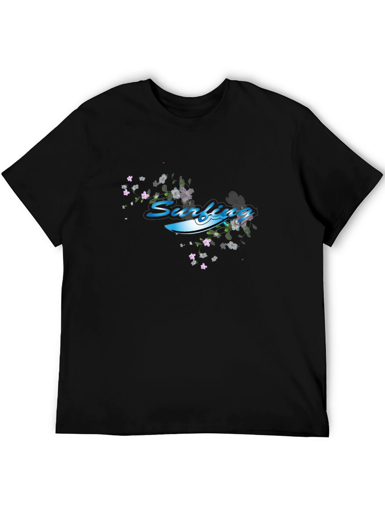 Surfing Graphic T-Shirt - Black Cotton Tee