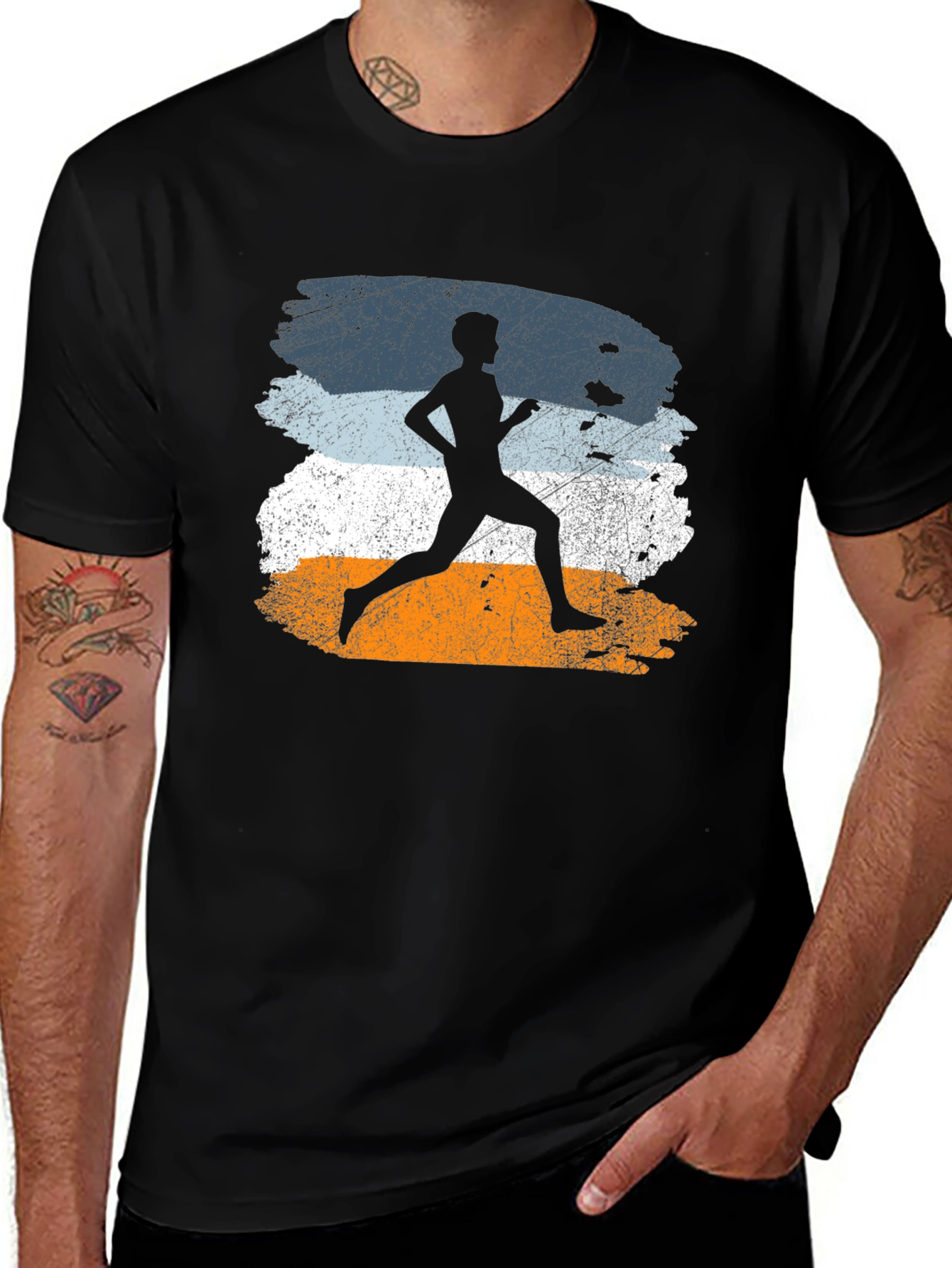 Retro Runner Graphic Tee - Black Athletic Shirt