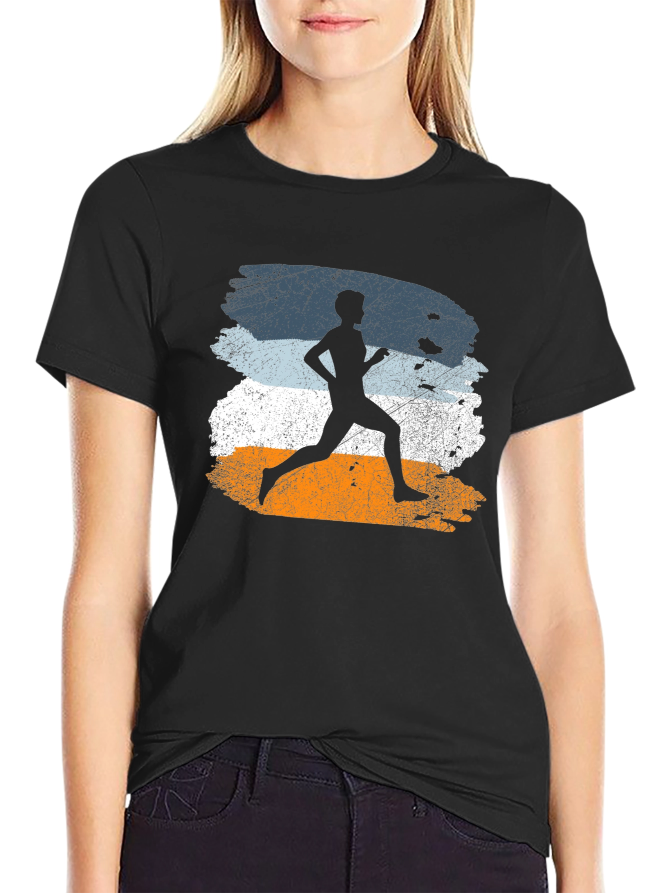 Retro Runner Graphic Tee - Black Athletic Shirt