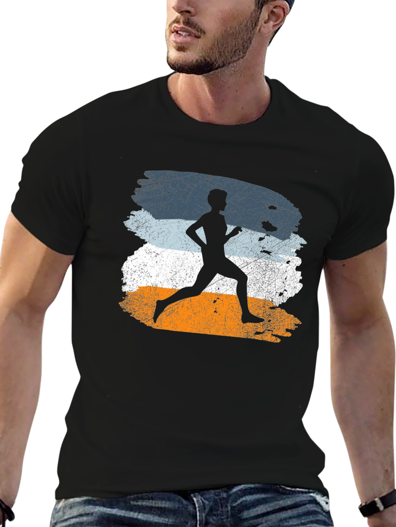 Retro Runner Graphic Tee - Black Athletic Shirt