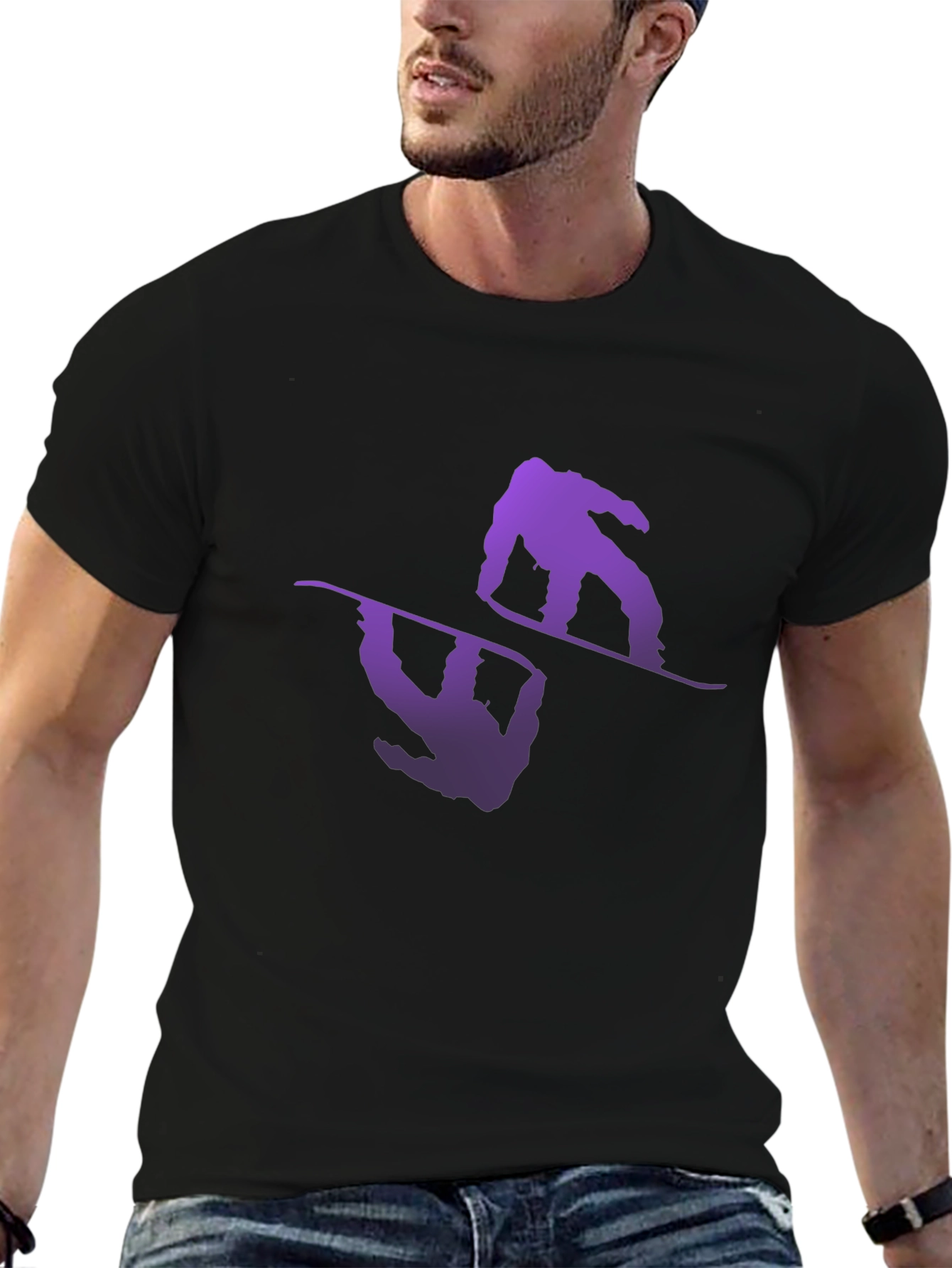 Snowboarder Reflection Graphic Tee - Black