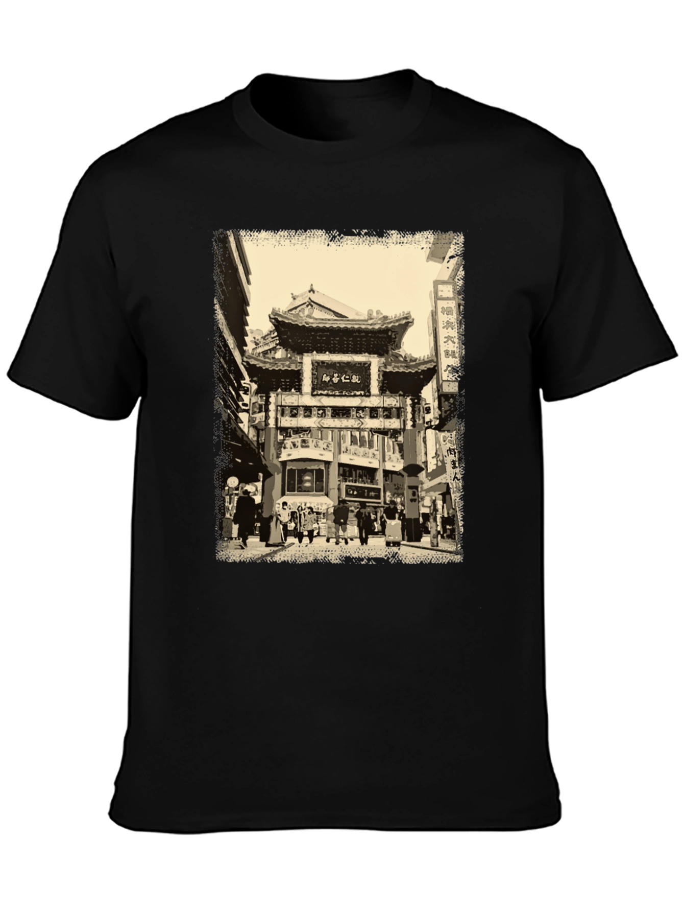 Urban Scene Graphic Tee - Black Cotton