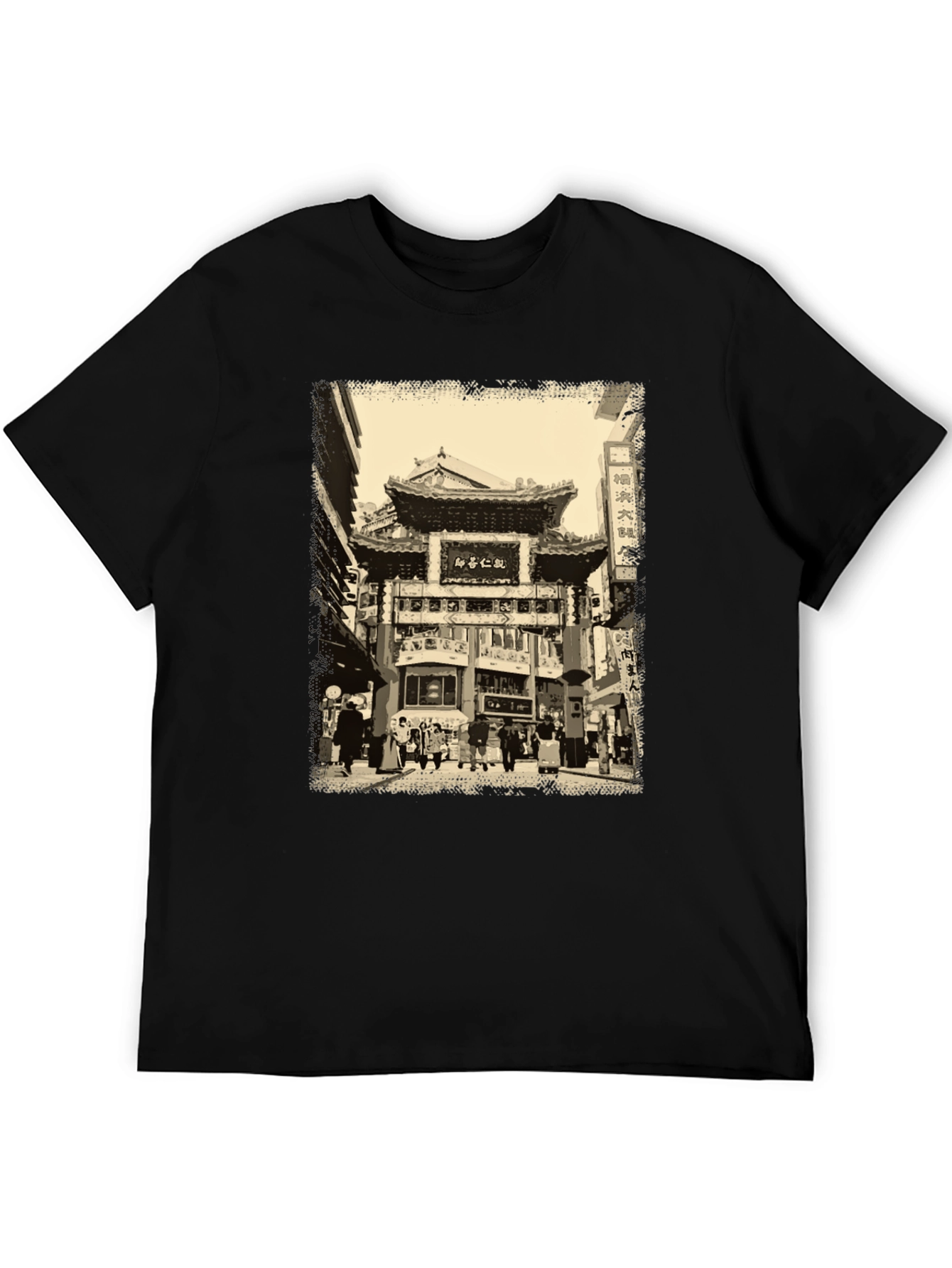 Urban Scene Graphic Tee - Black Cotton