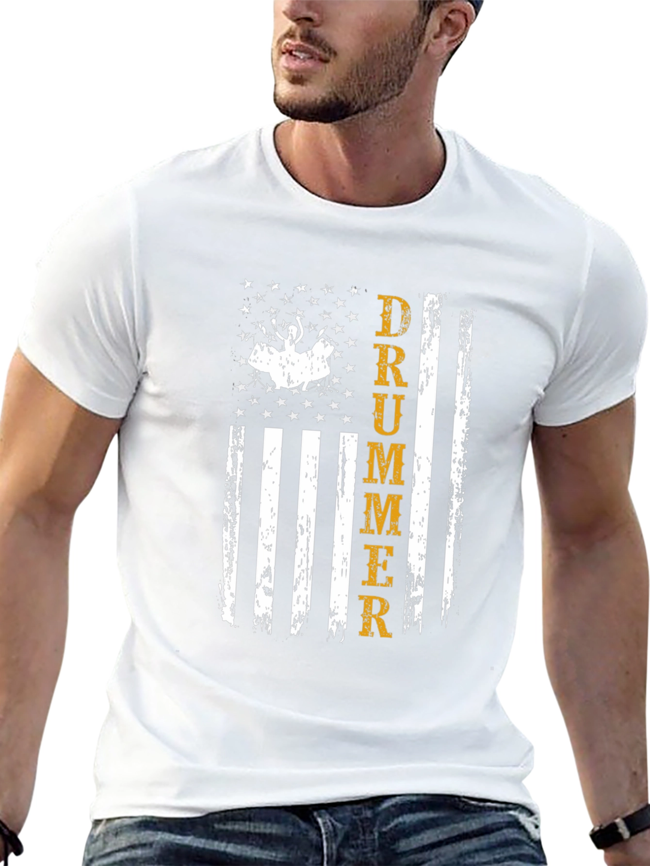 Drummer American Flag Graphic T-Shirt