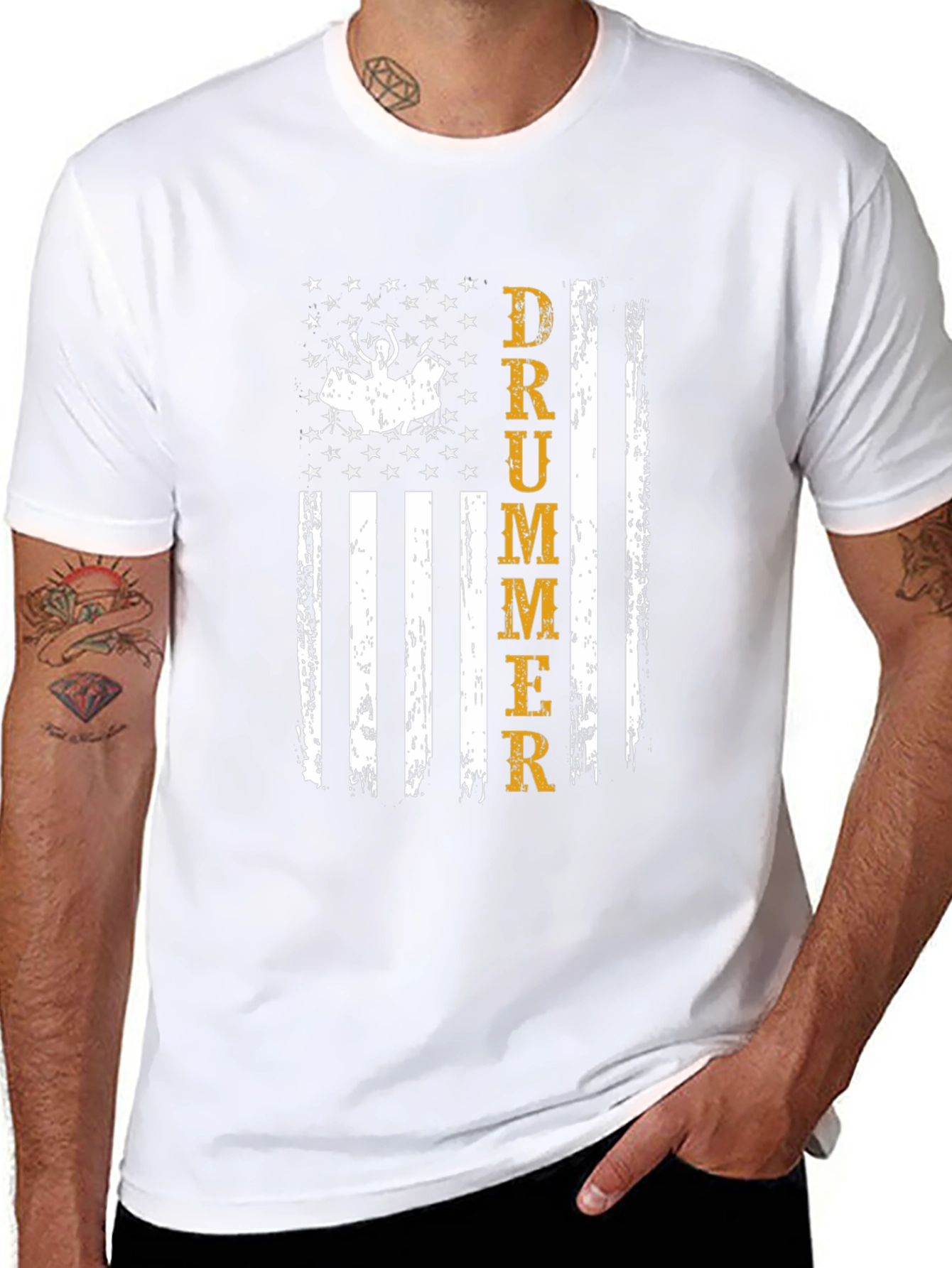 Drummer American Flag Graphic T-Shirt