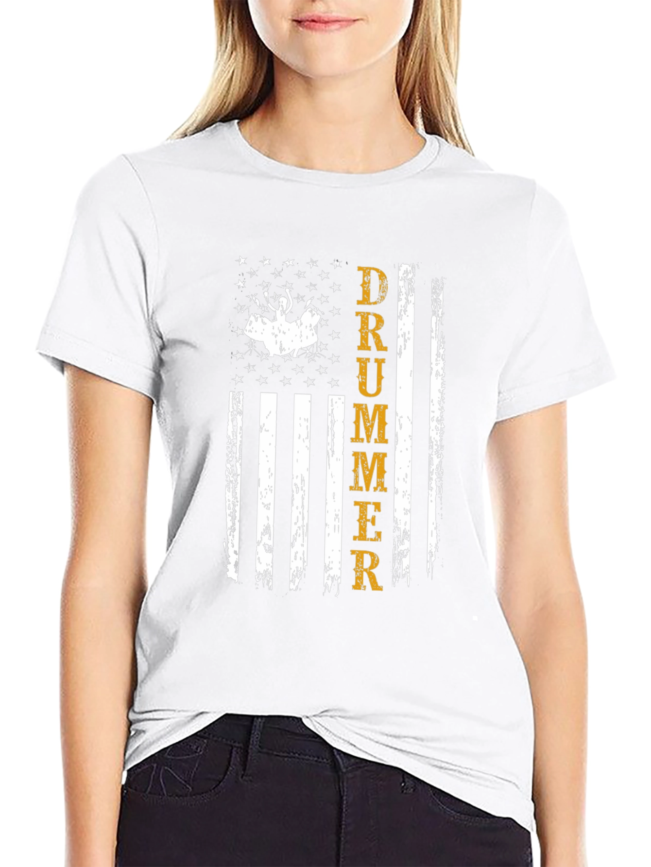 Drummer American Flag Graphic T-Shirt