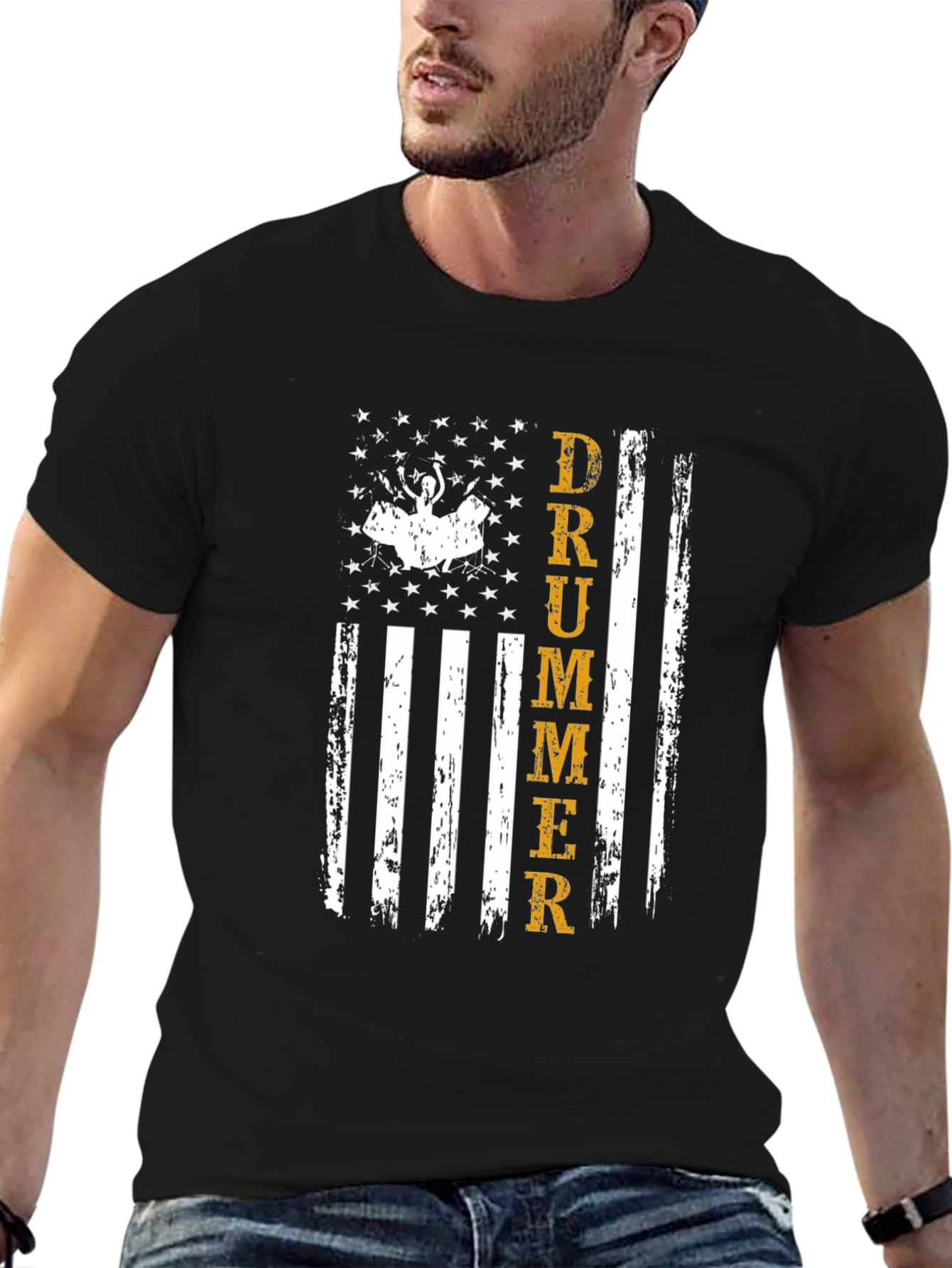 Drummer American Flag Graphic T-Shirt