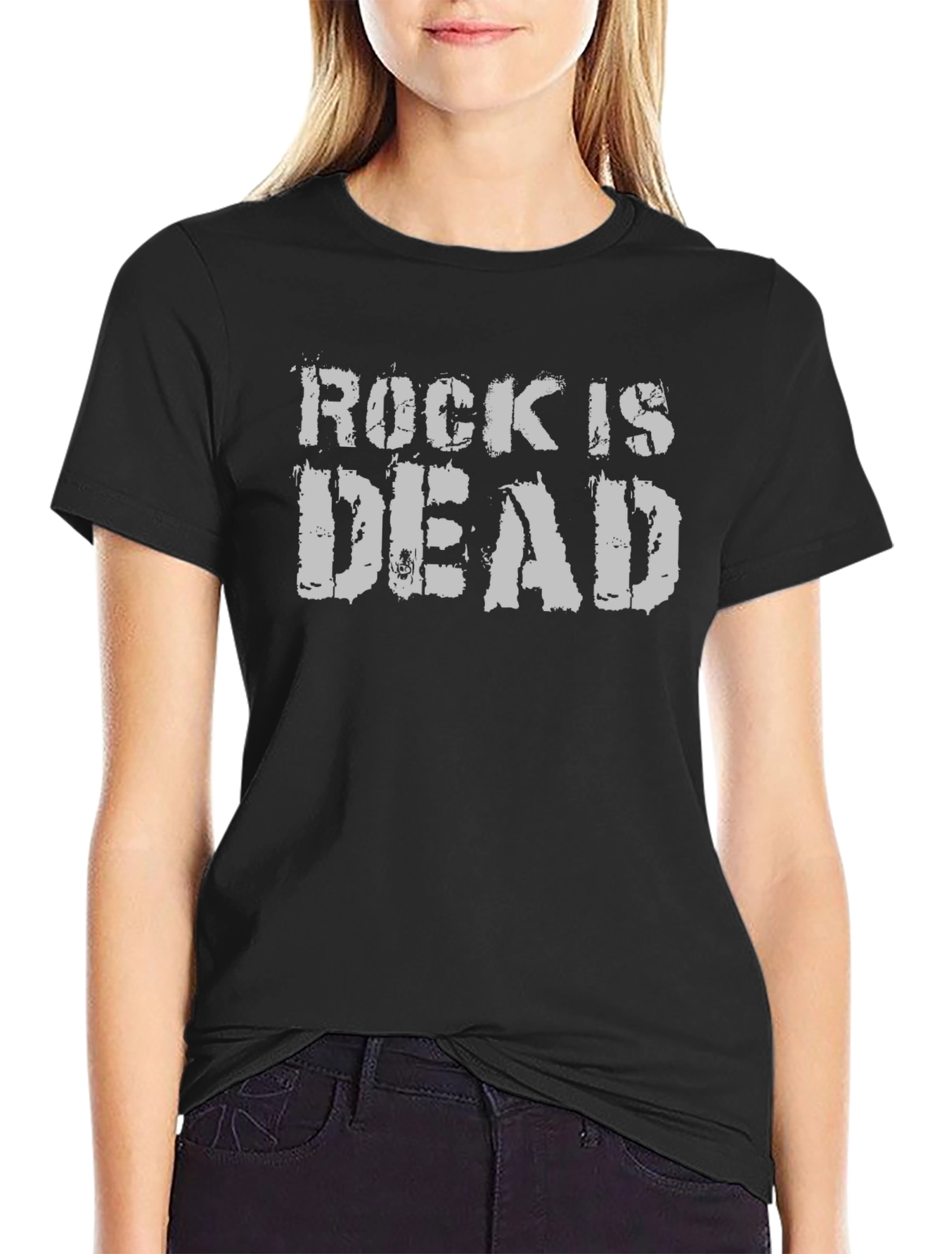Rock Is Dead Graphic Tee - Black Cotton T-Shirt