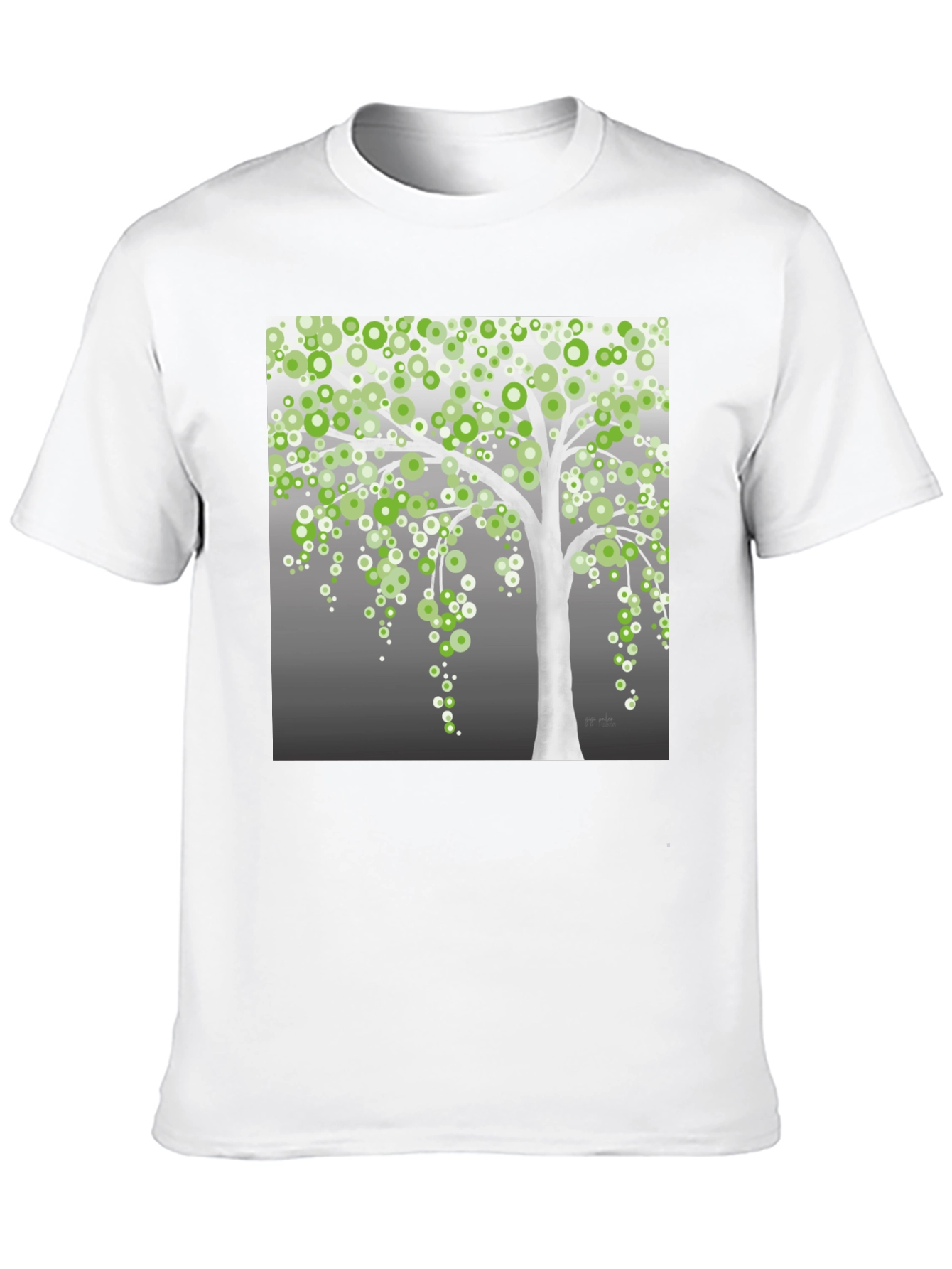Green Circle Tree Black T-Shirt