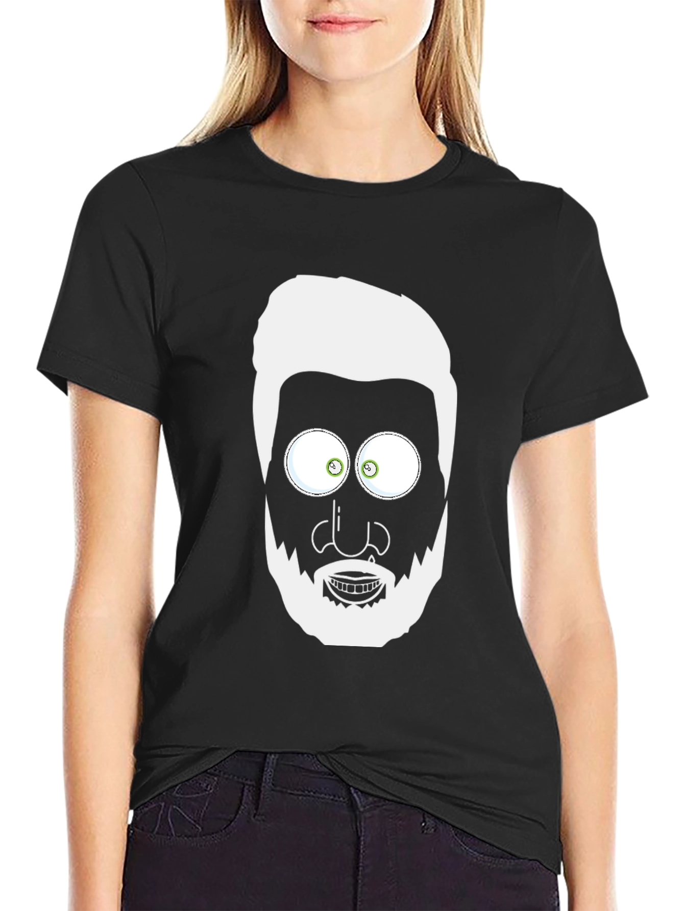 Cartoon Face Graphic T-Shirt - Mens Black Tee