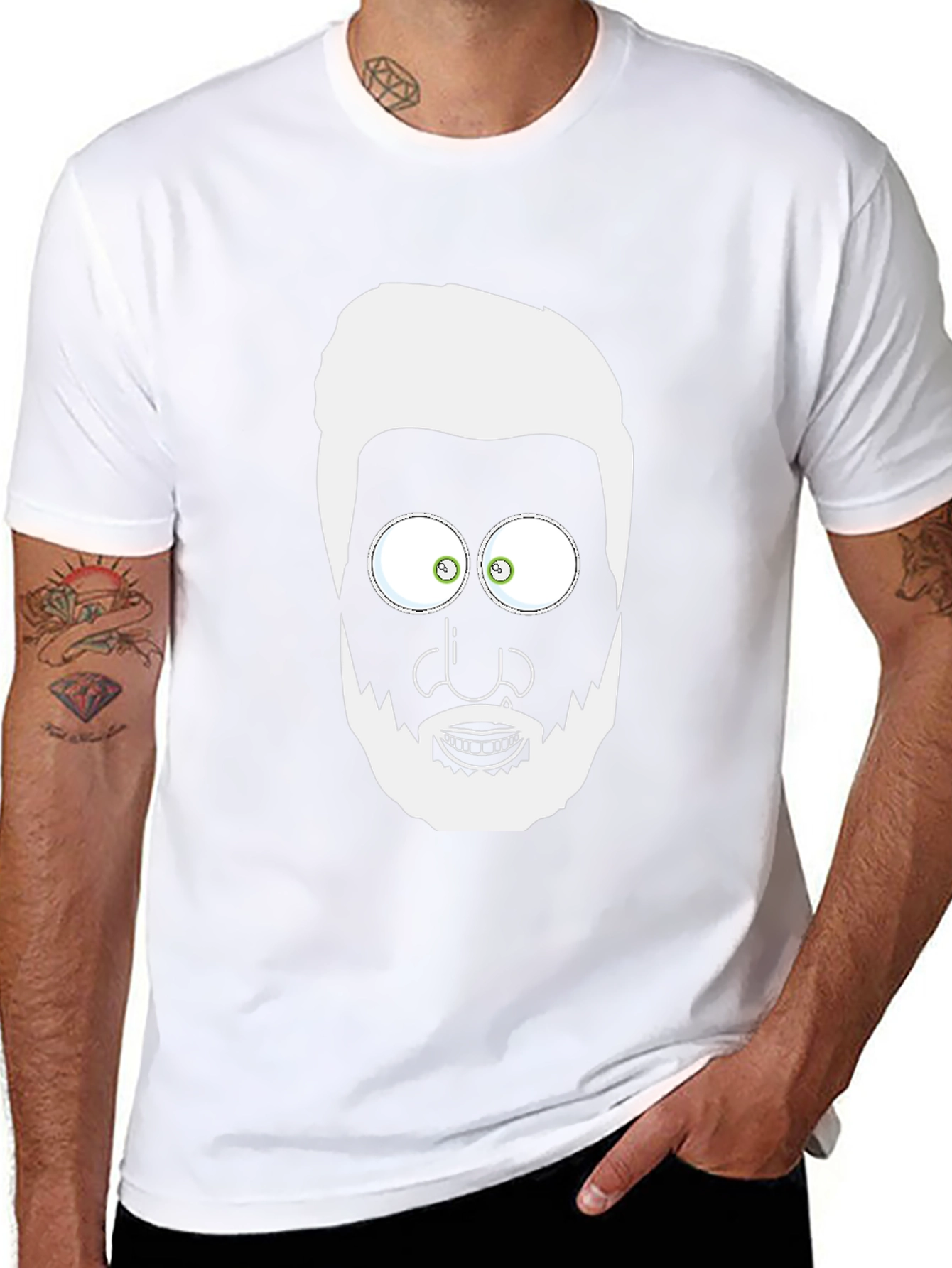 Cartoon Face Graphic T-Shirt - Mens Black Tee