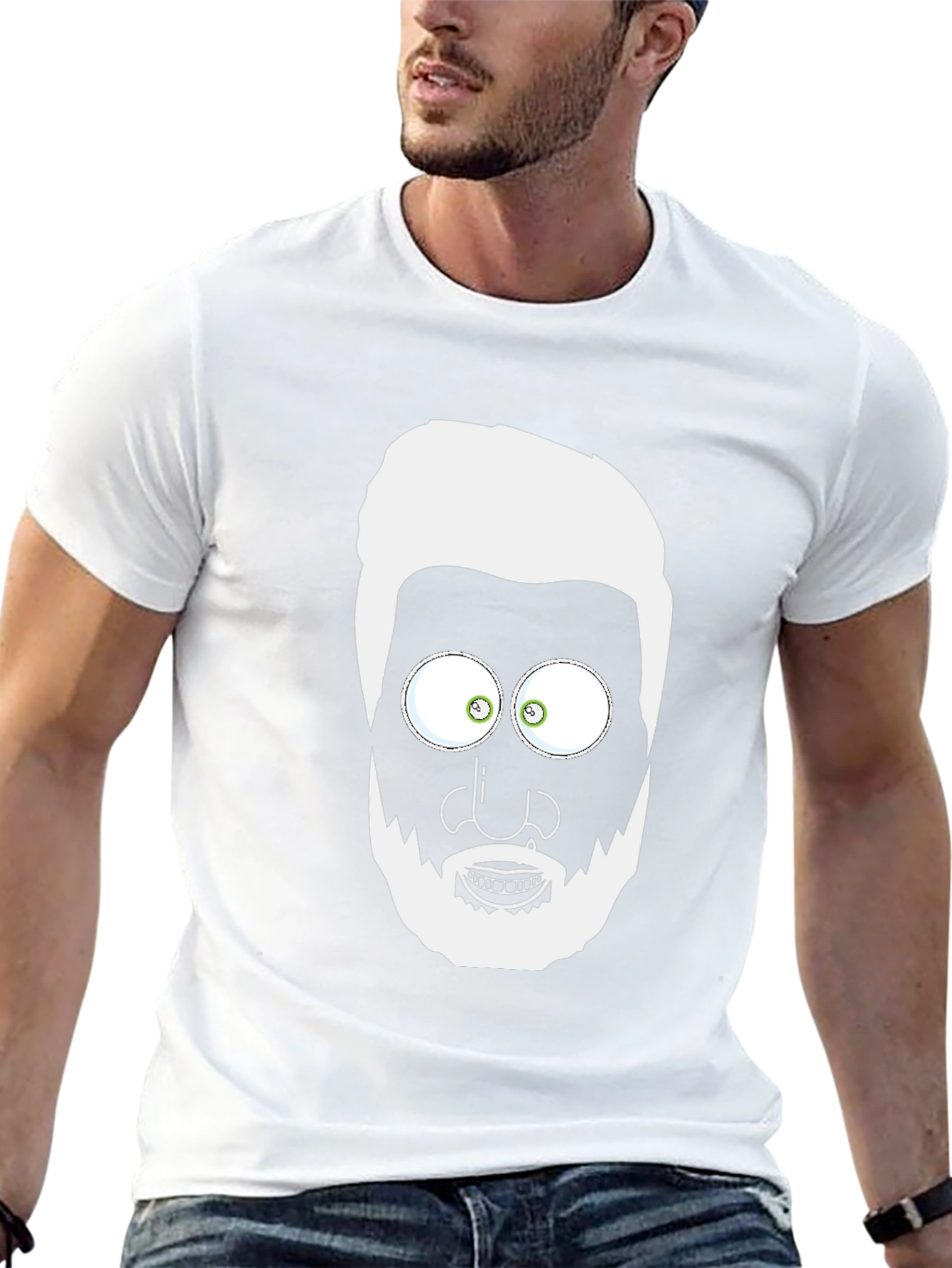 Cartoon Face Graphic T-Shirt - Mens Black Tee