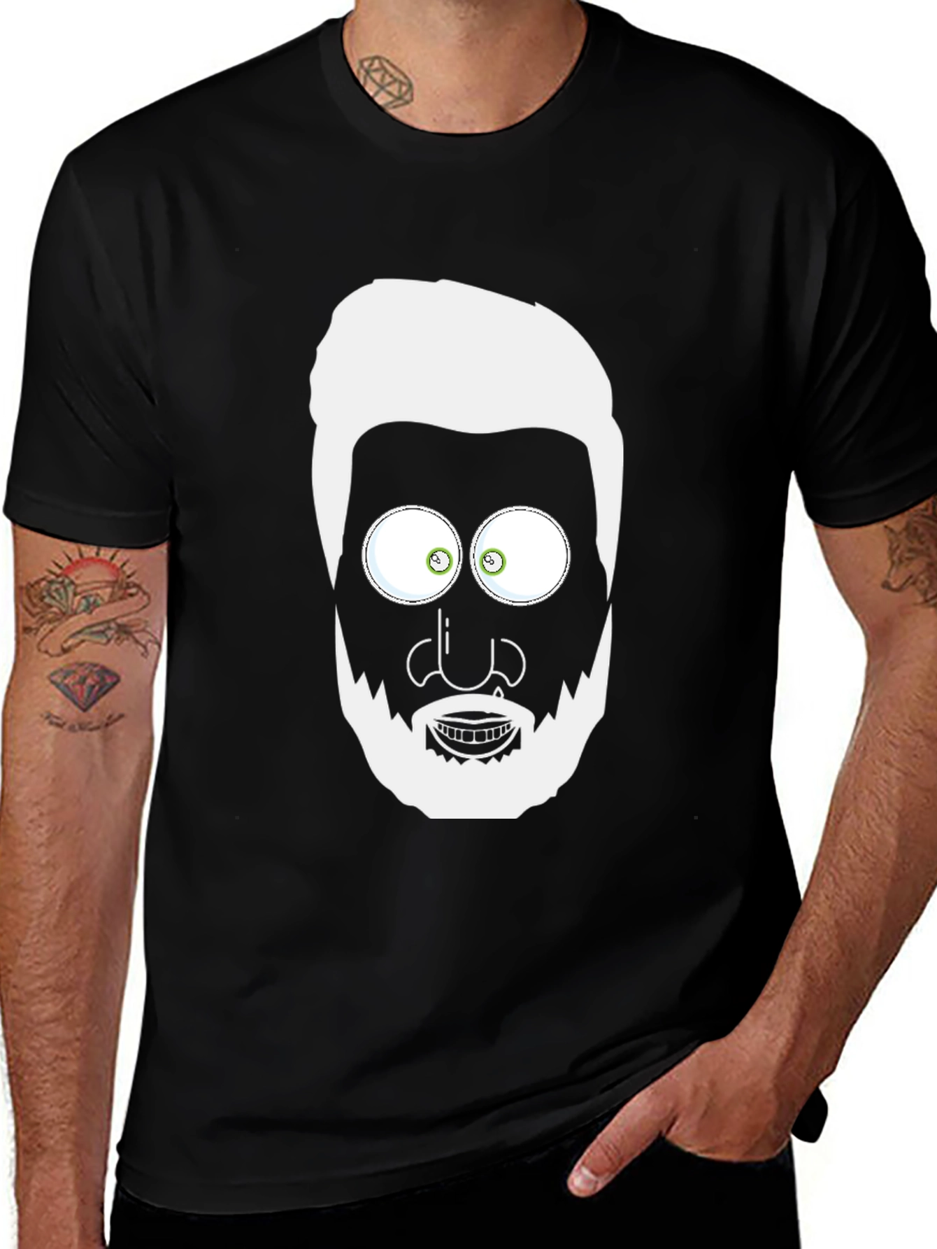 Cartoon Face Graphic T-Shirt - Mens Black Tee