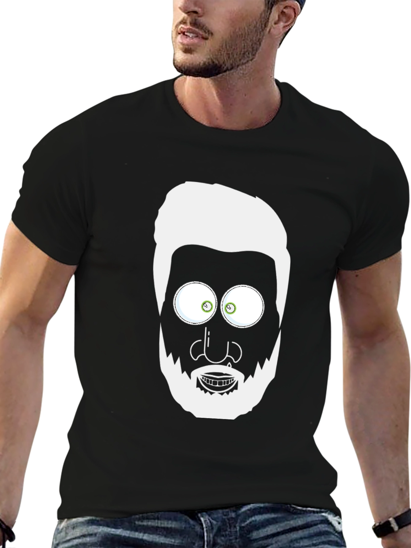 Cartoon Face Graphic T-Shirt - Mens Black Tee