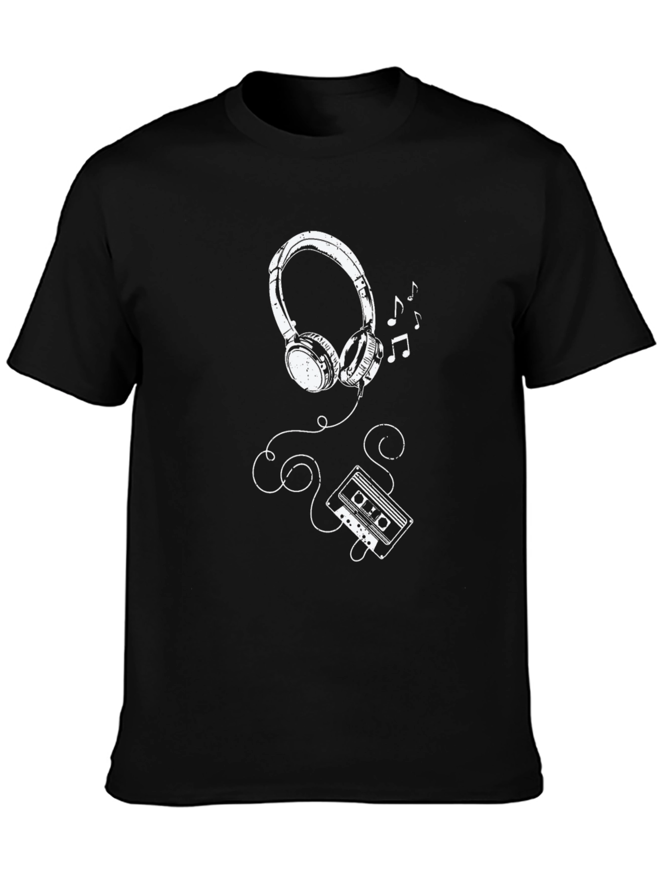Retro Music T-Shirt - Headphones & Cassette Design