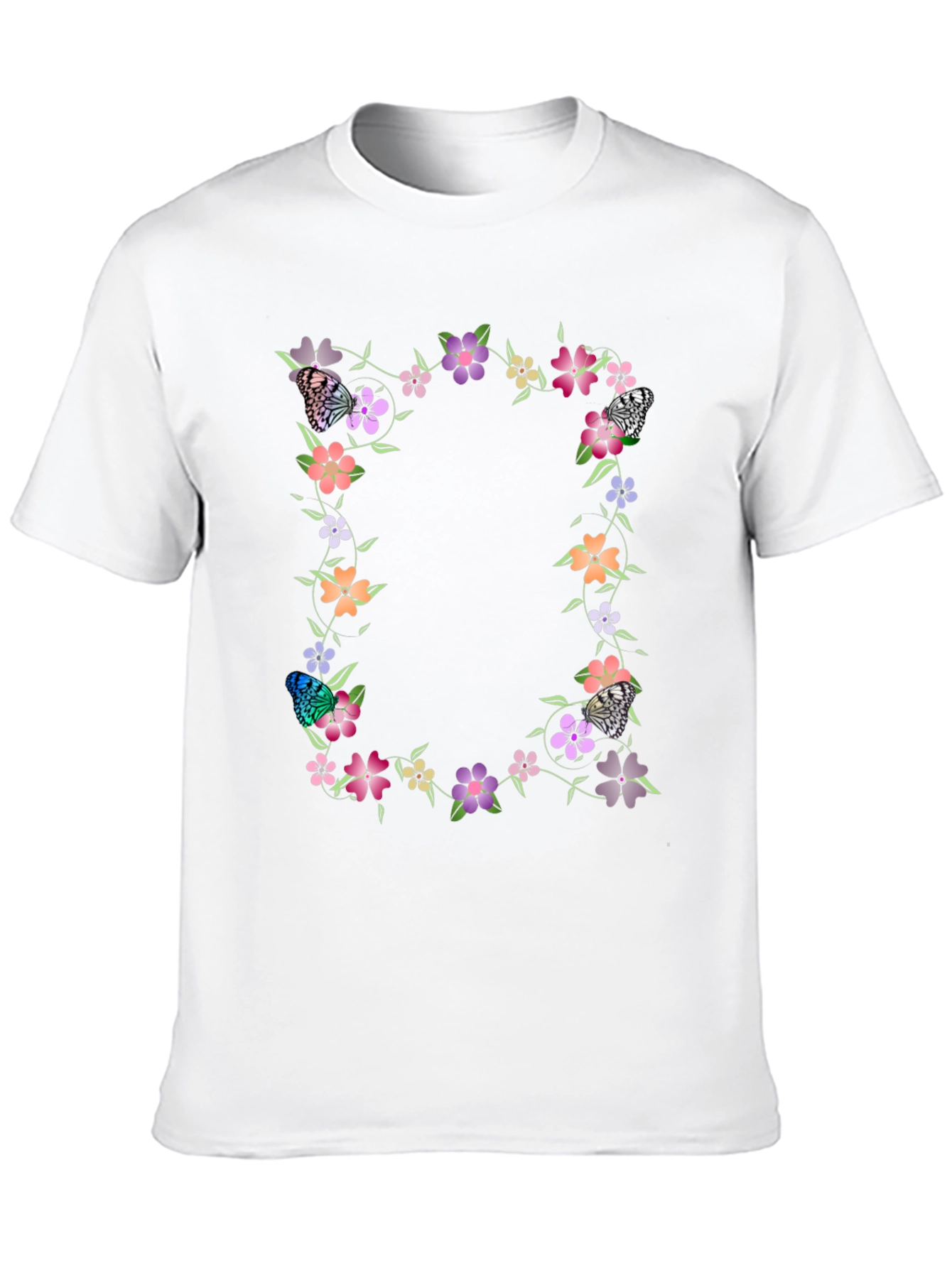 Floral Butterfly Black T-Shirt