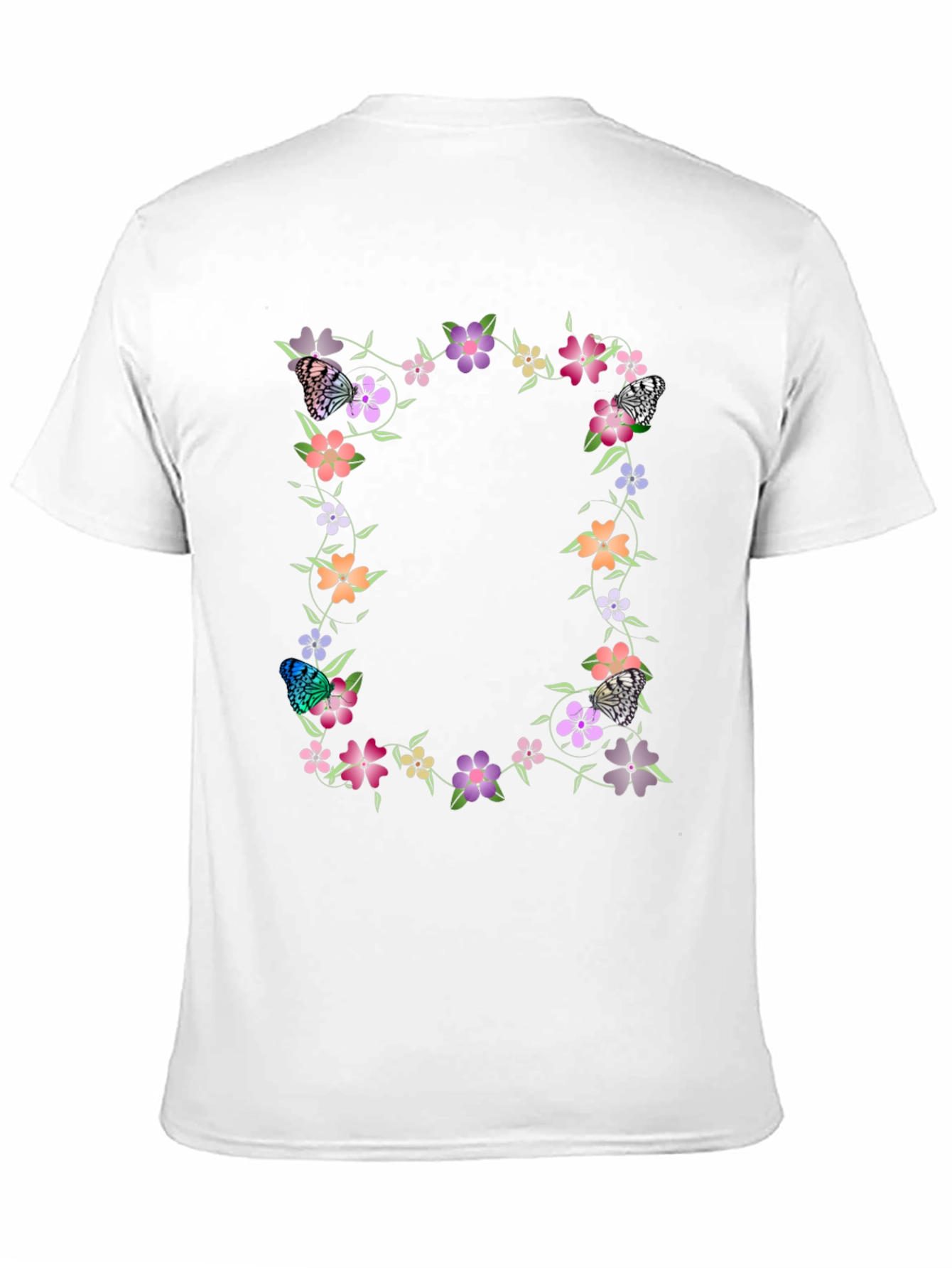Floral Butterfly Black T-Shirt